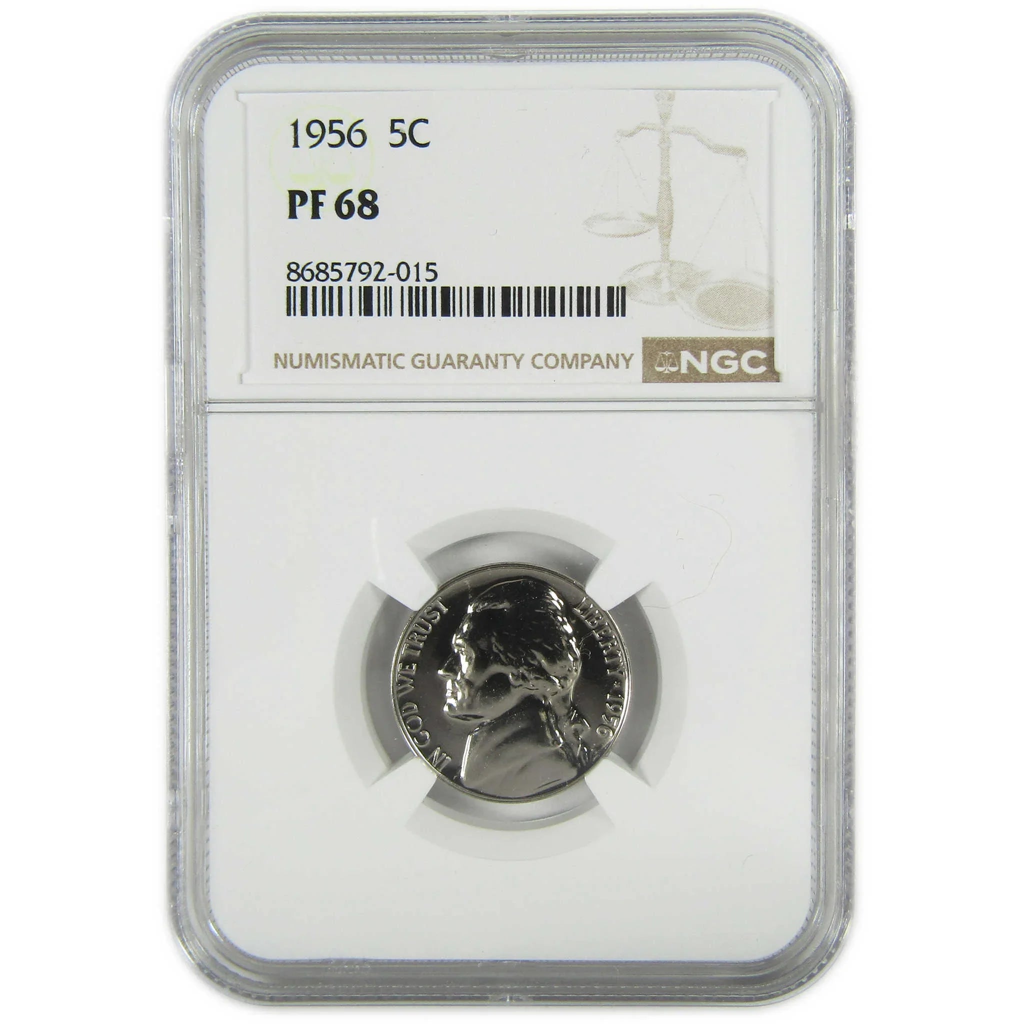 1956 Jefferson Nickel PF 68 NGC Proof 5c Coin Collectible SKU:I27378