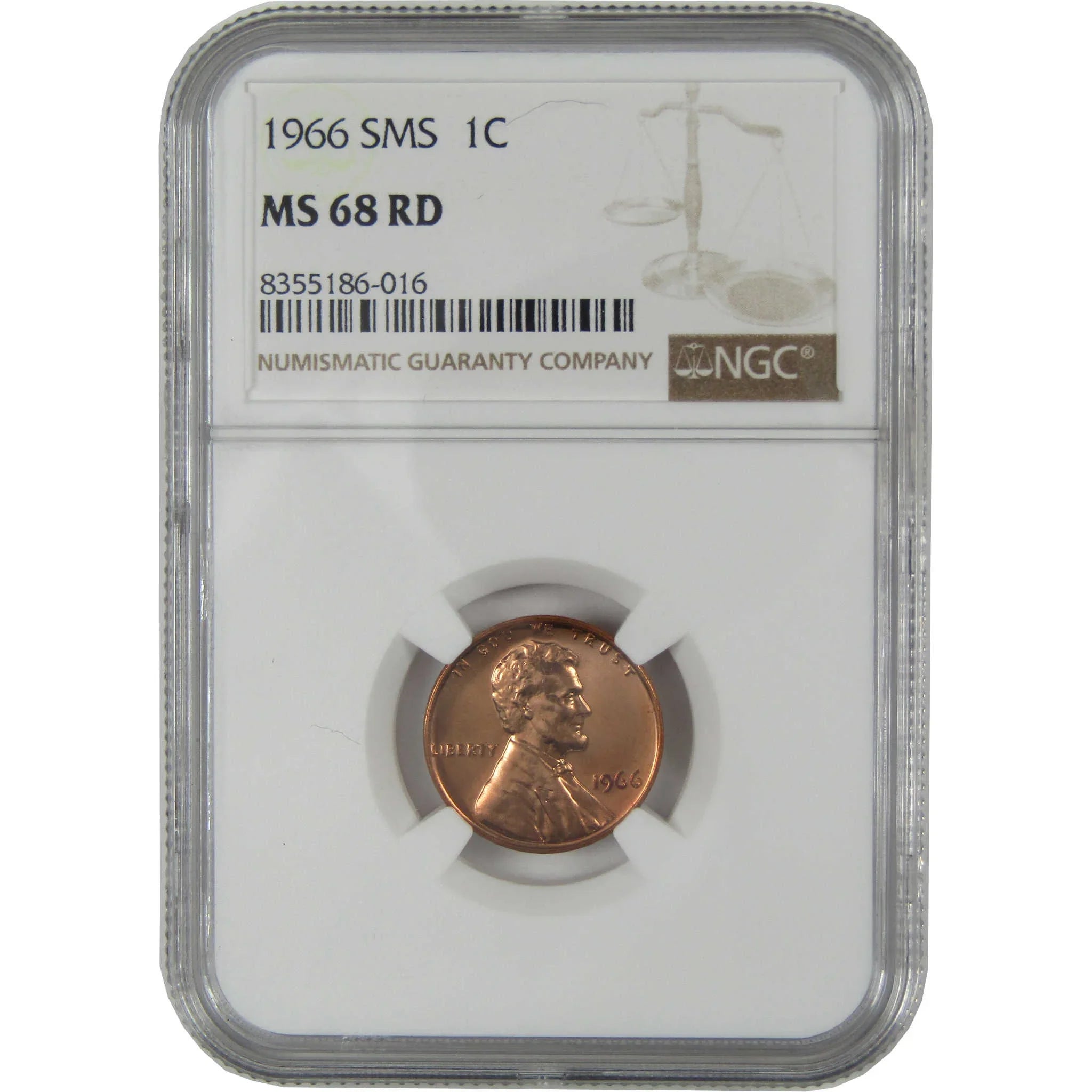 1966 SMS Lincoln Memorial Cent MS 68 RD NGC Uncirculated SKU:I27497