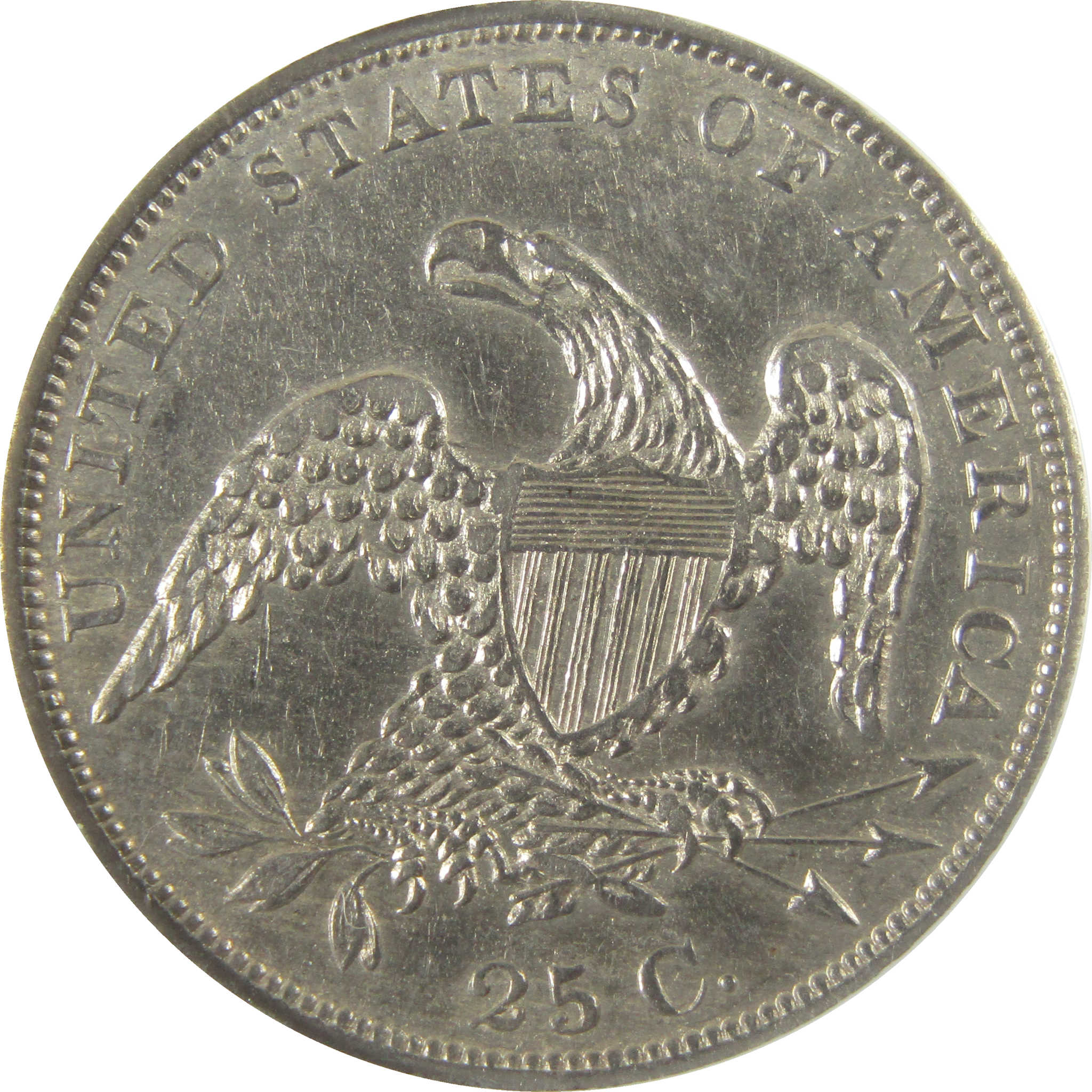 1835 Capped Bust Silver Quarter AU 55 Details ANACS 25c CoinSKU:I28080