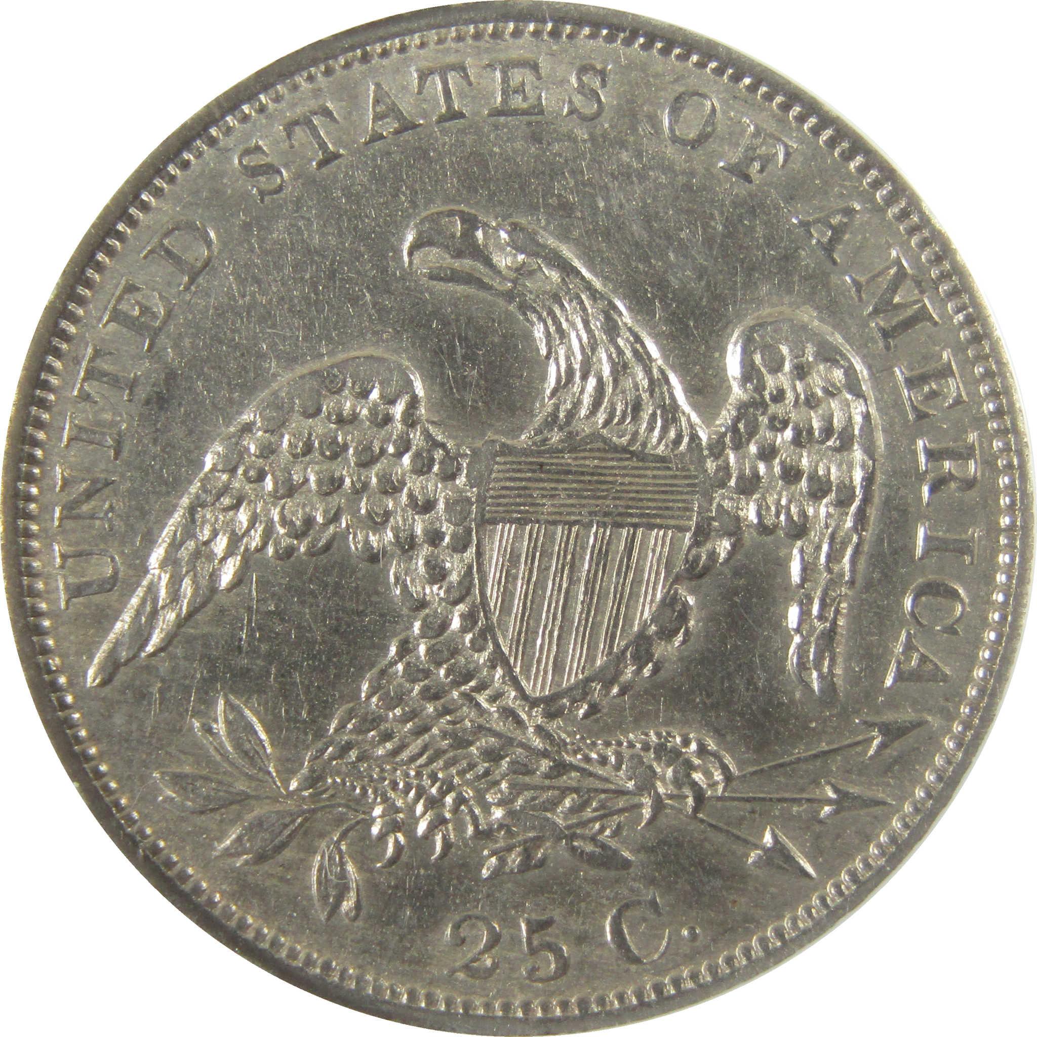 1835 Capped Bust Silver Quarter AU 55 Details ANACS 25c CoinSKU:I28080