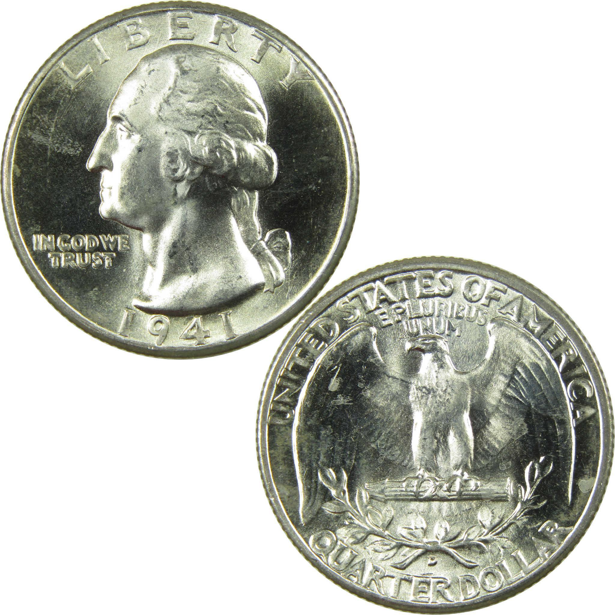 1941 D Washington Silver Quarter BU Gem Uncirculated Mint State