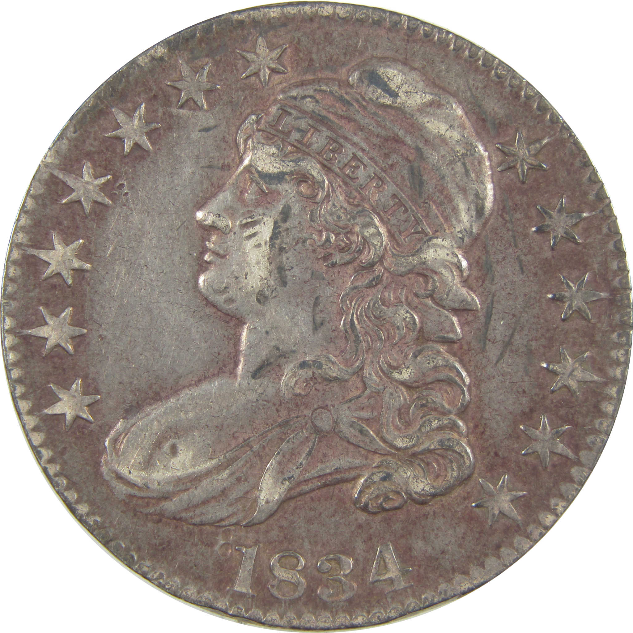 1834 Large Date Letters Capped Bust Half Dollar XF Details SKU:CPC0735