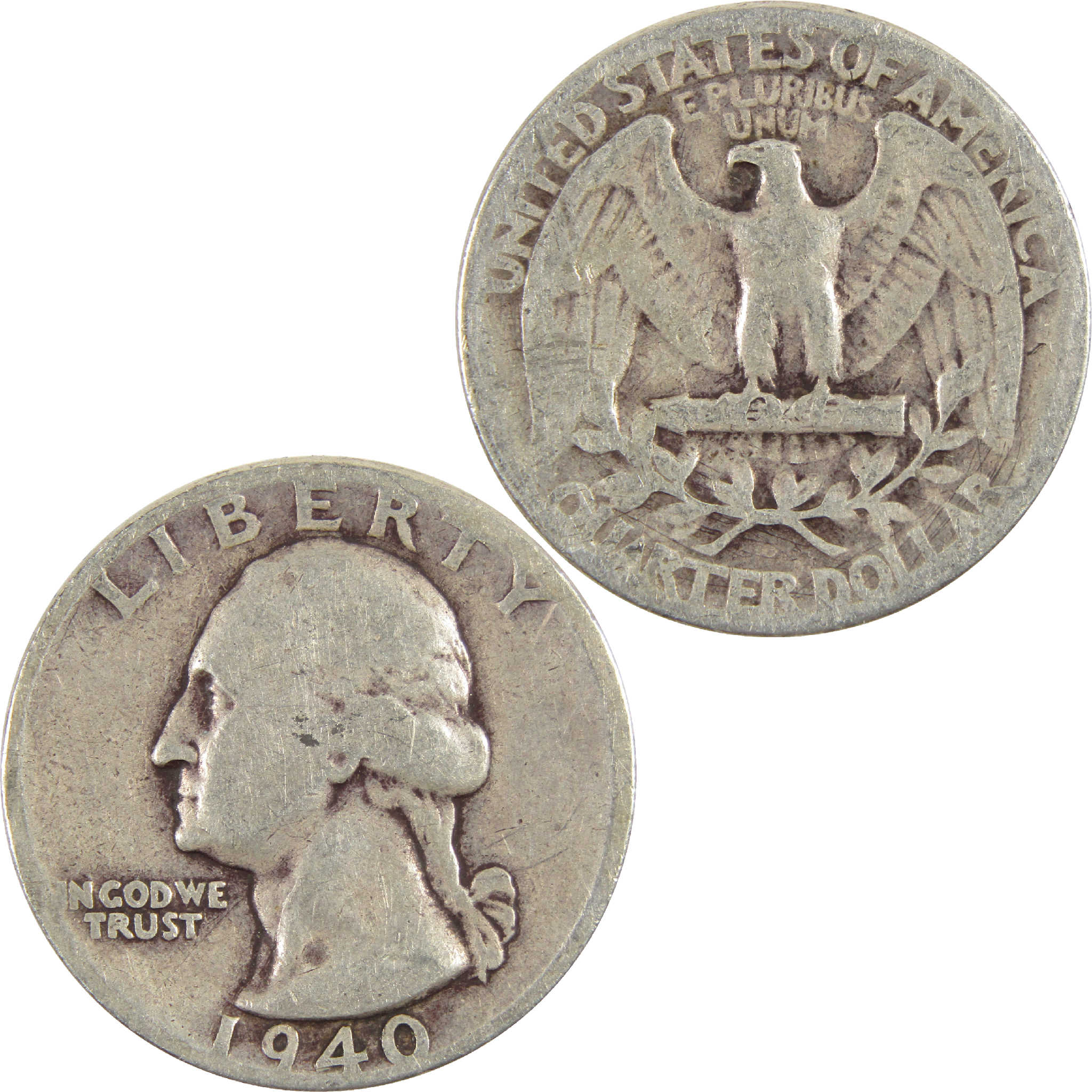 1940 Washington Quarter G Good Silver 25c Coin