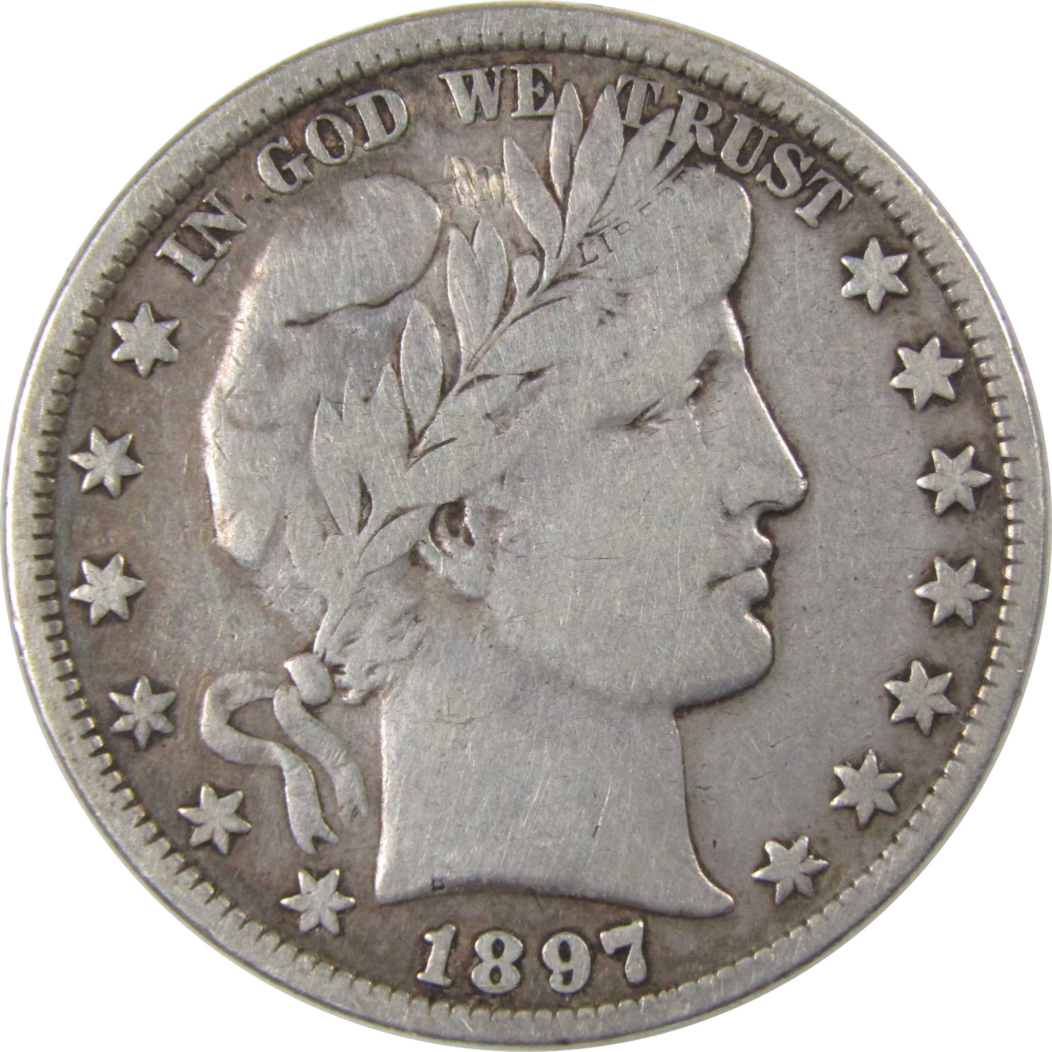 1897 Barber Half Dollar F Fine Silver 50c Coin Collectible SKU:I23480