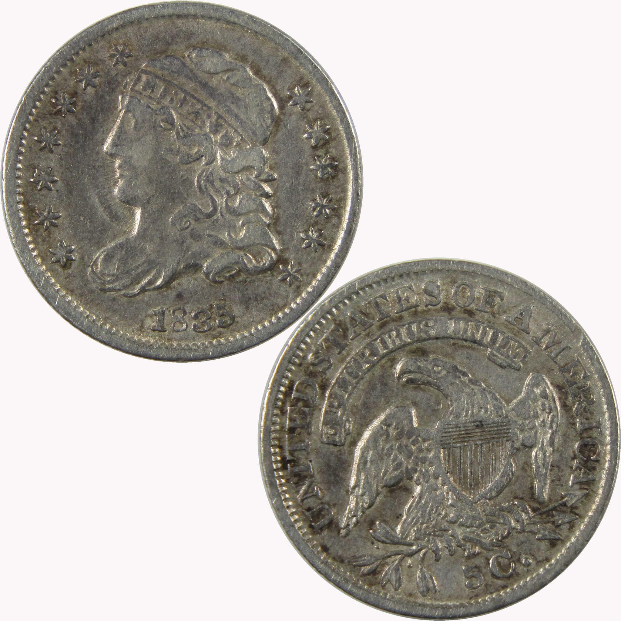 1835 Small Date and 5C Capped Bust Silver Half Dime XF SKU:I26915