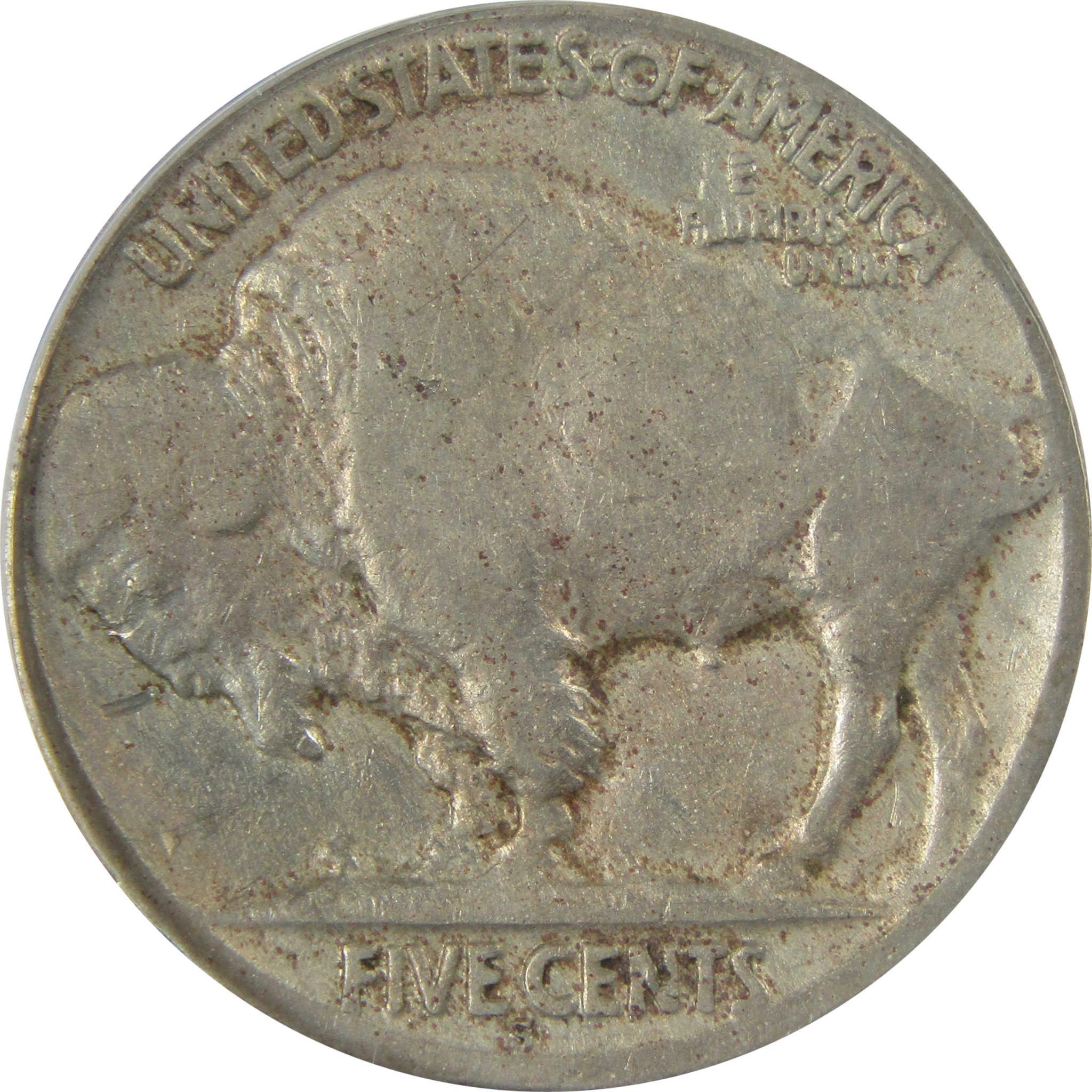 1921 S Indian Head Buffalo Nickel F 12 Details ANACS 5c Coin SKU:CP778