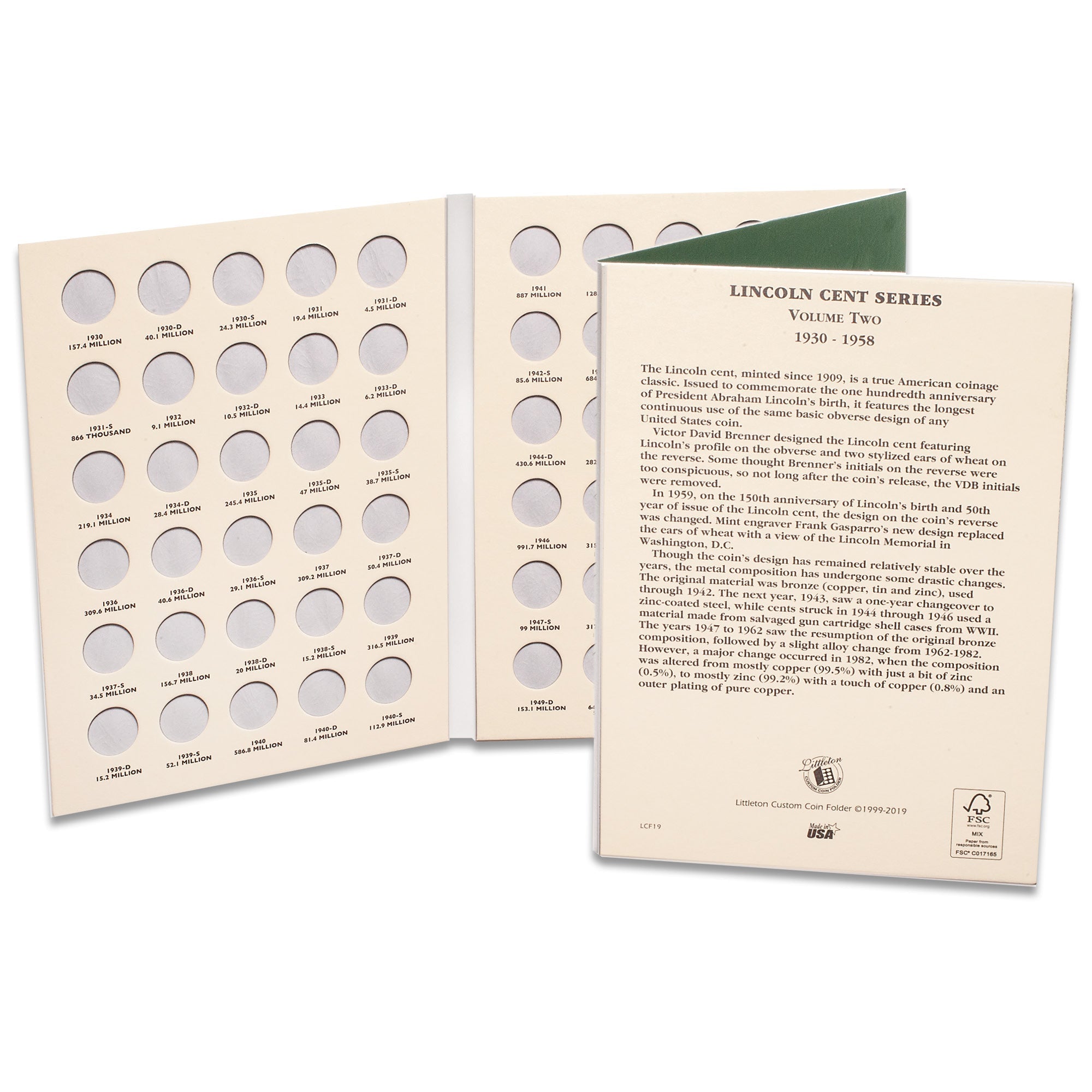 1930-1958 Lincoln Cent Folder Volume 2 Littleton Coin Company