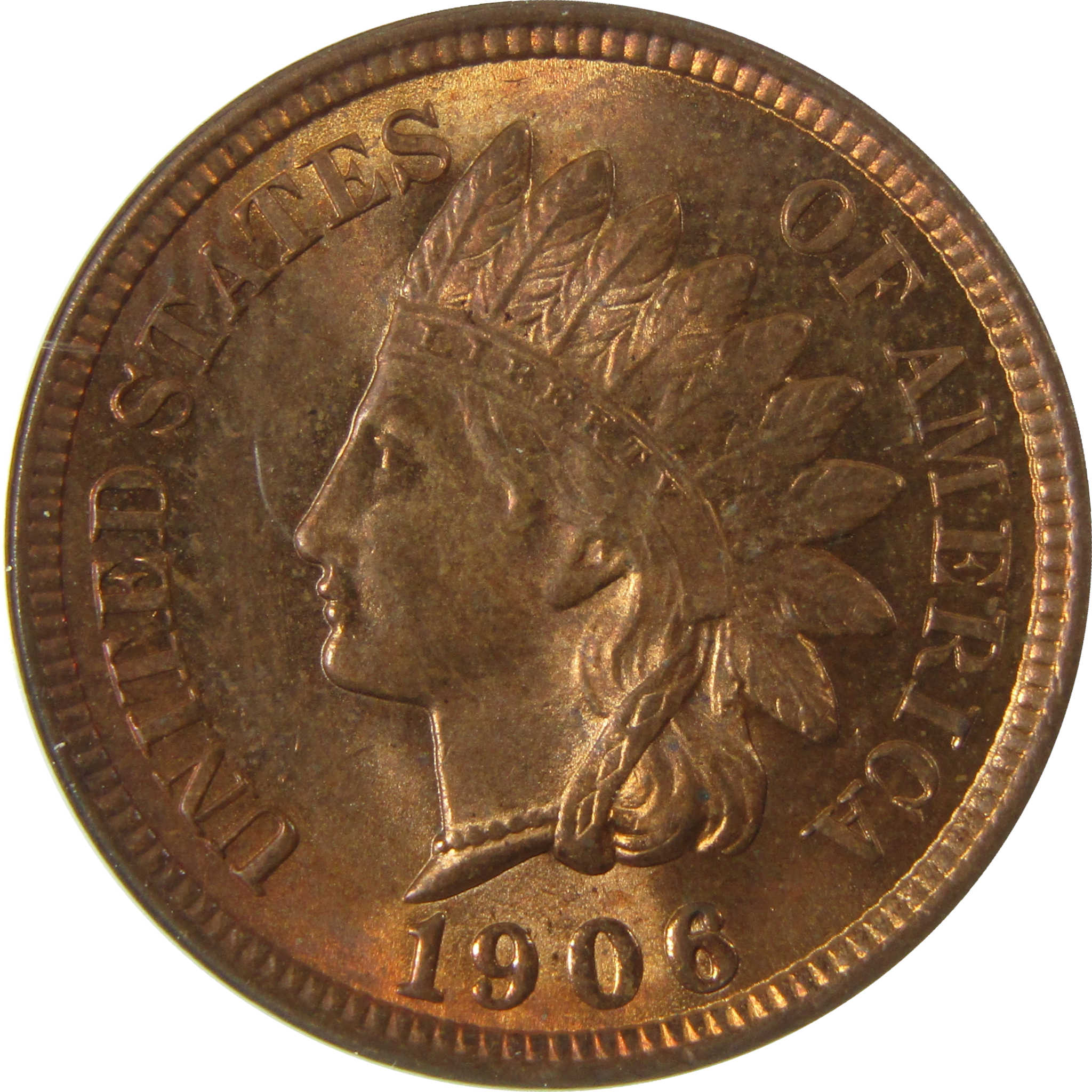 1906 Indian Head Cent MS 63 RB ANACS Uncirculated Penny SKU:I28398