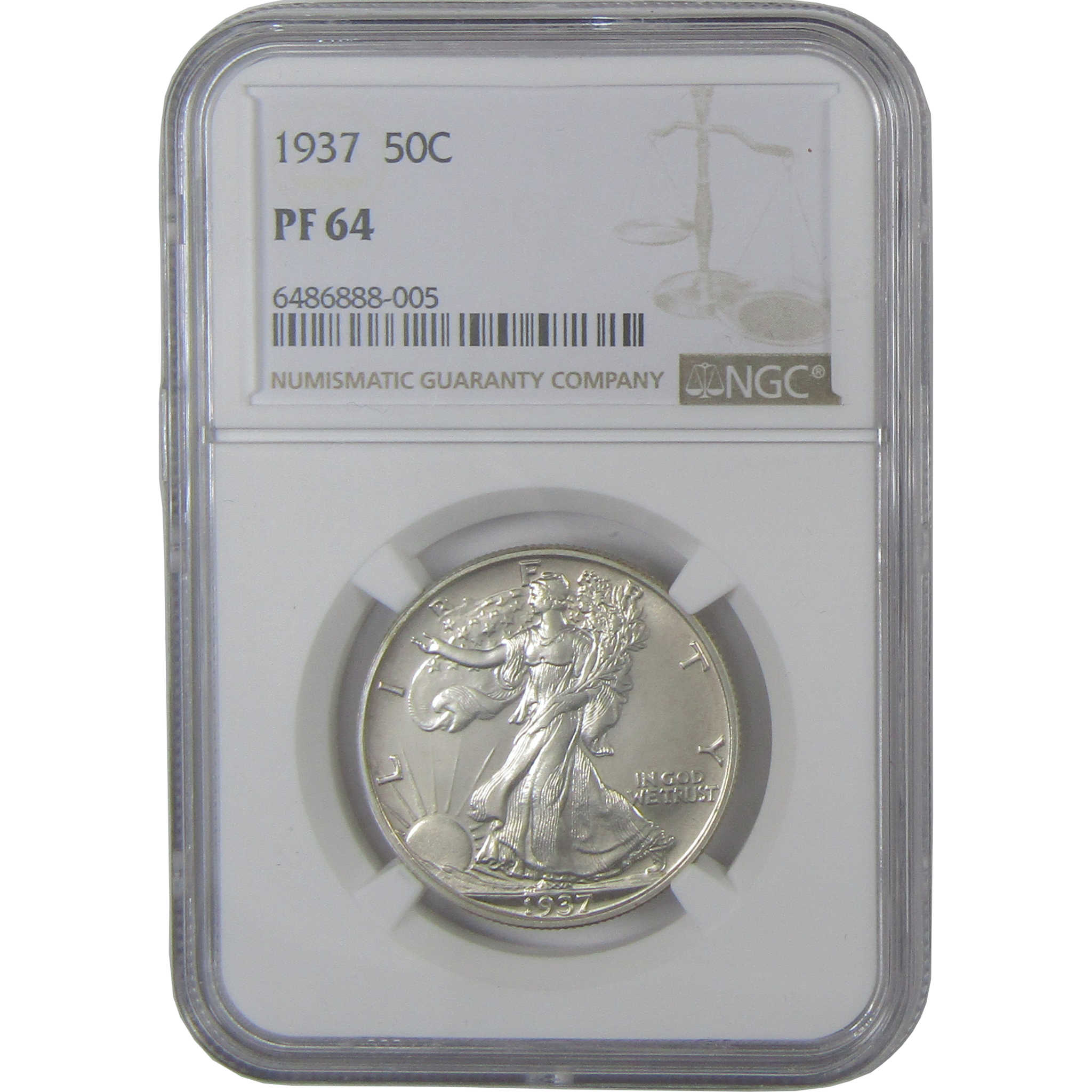 1937 Liberty Walking Silver Half Dollar PF 64 NGC Proof 50c Coin