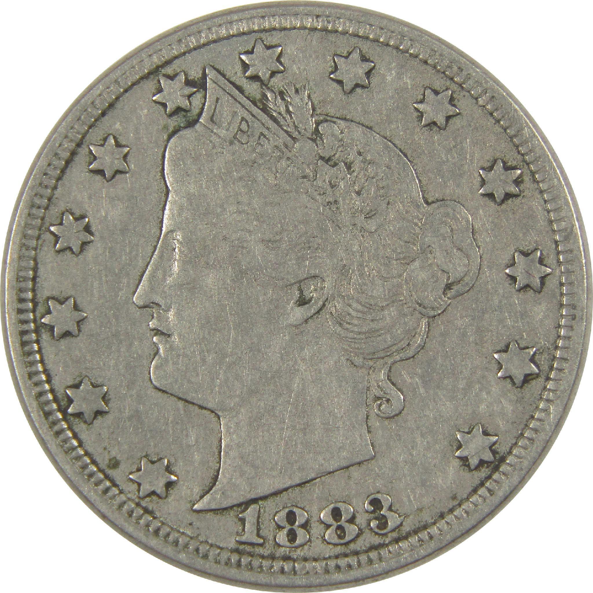 1883 No Cents Liberty Head V Nickel VF Very Fine 5c Coin