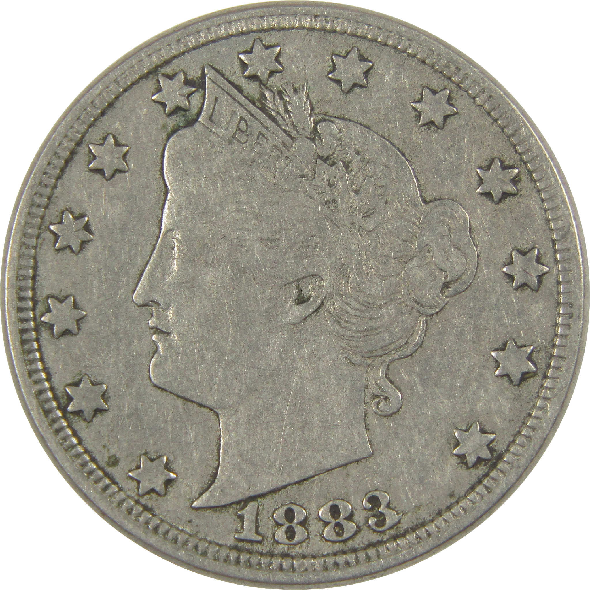 1883 No Cents Liberty Head V Nickel VF Very Fine 5c Coin