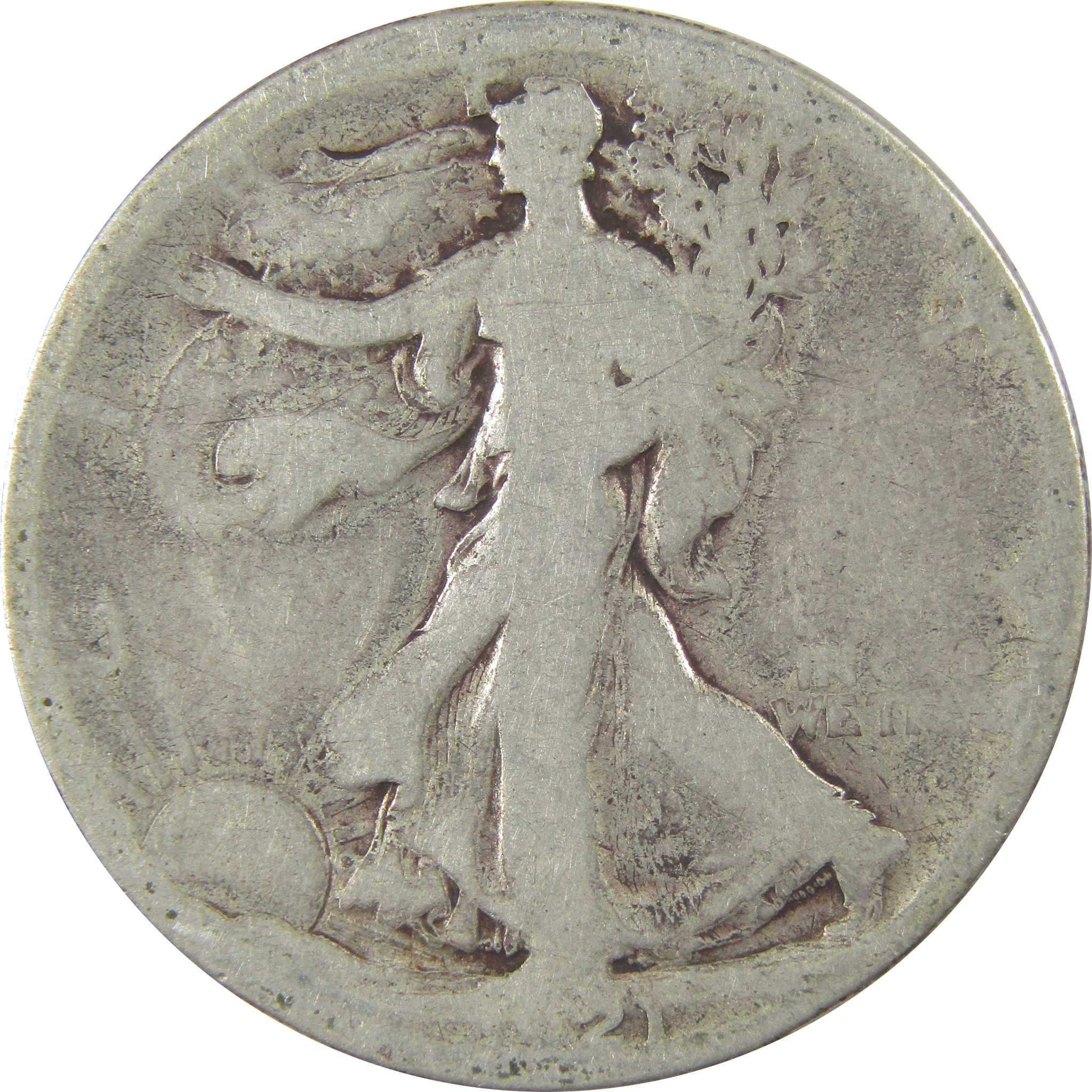 1921 S Liberty Walking Silver Half Dollar AG About Good SKU:I24107