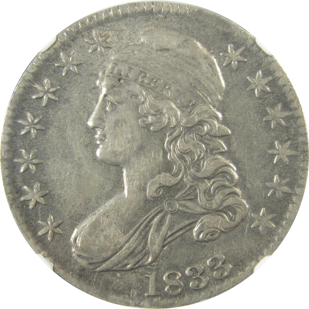 1833 Capped Bust Silver Half Dollar AU 55 NGC 50c Coin SKU:CP1654