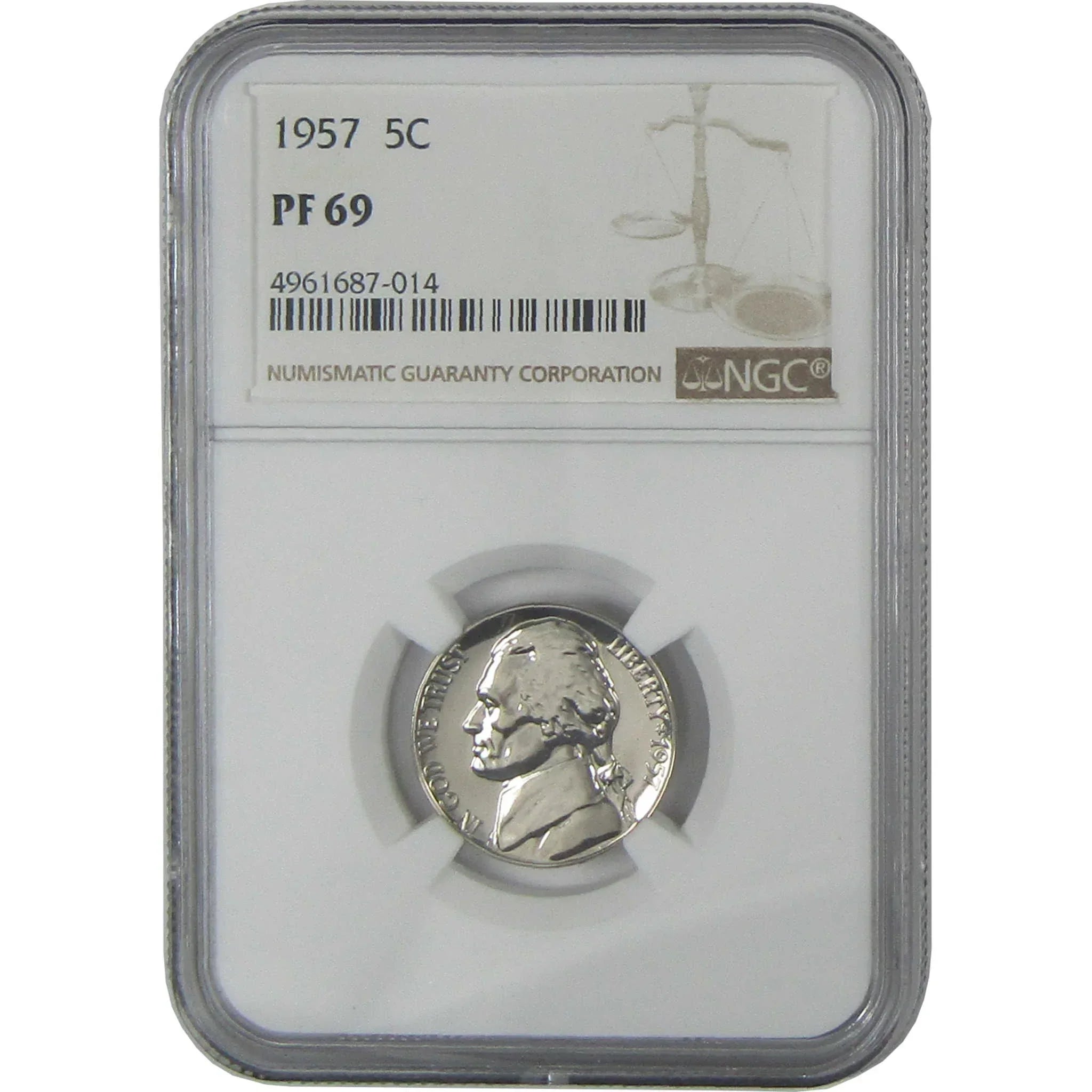 1957 Jefferson Nickel PF 69 NGC Proof 5c Coin Collectible SKU:CP367