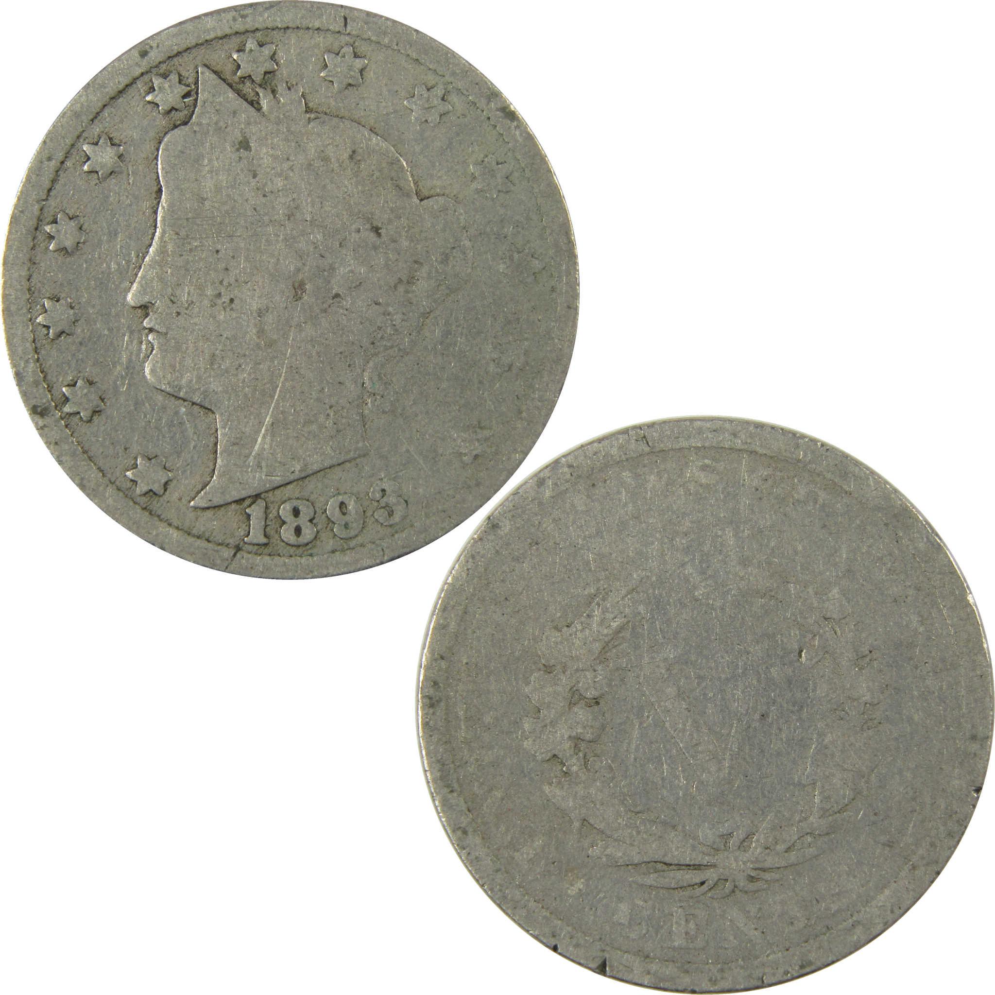 1893 Liberty Head V Nickel AG About Good 5c Coin SKU:I27220