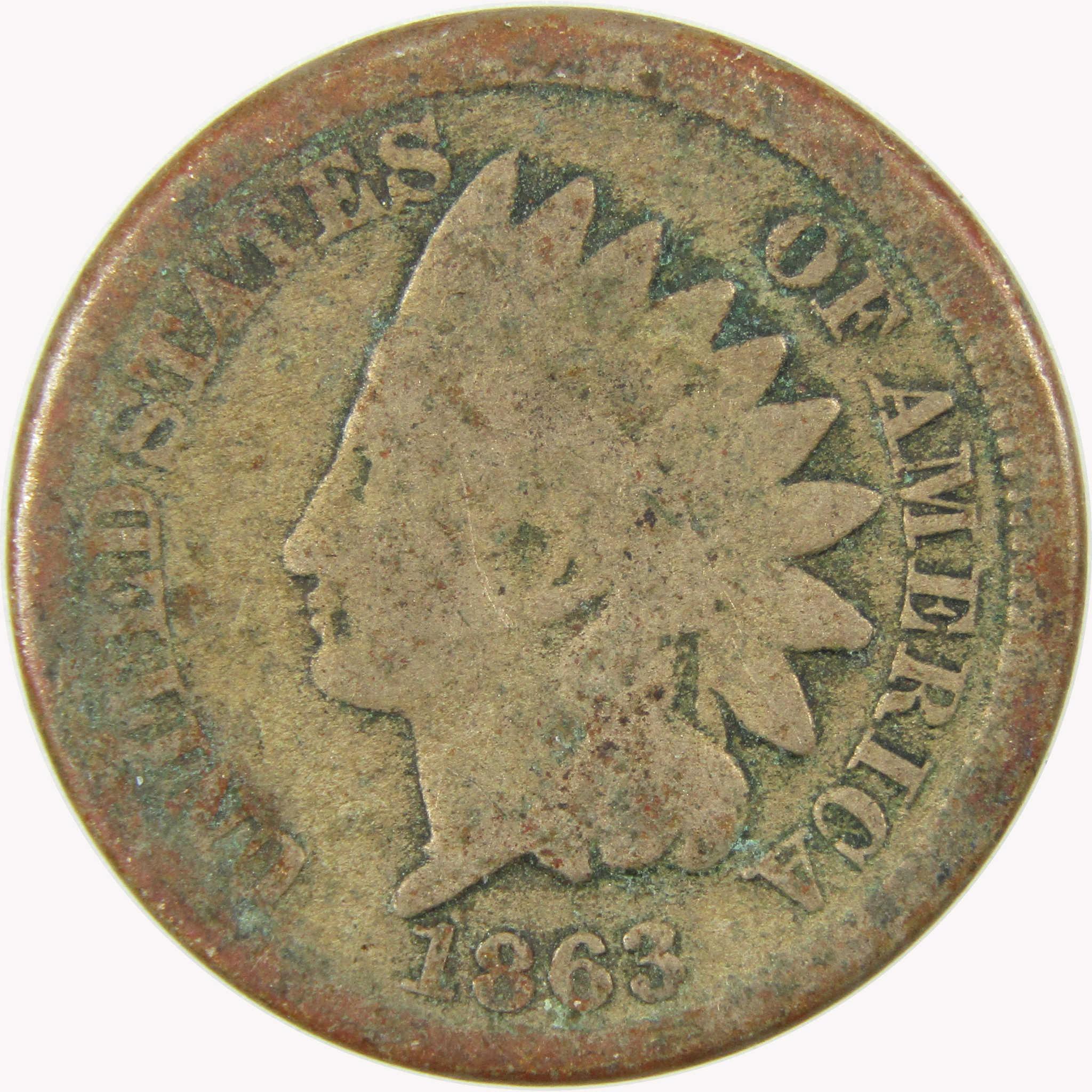 1863 Indian Head Cent AG About Good Penny 1c Coin SKU:CP1093