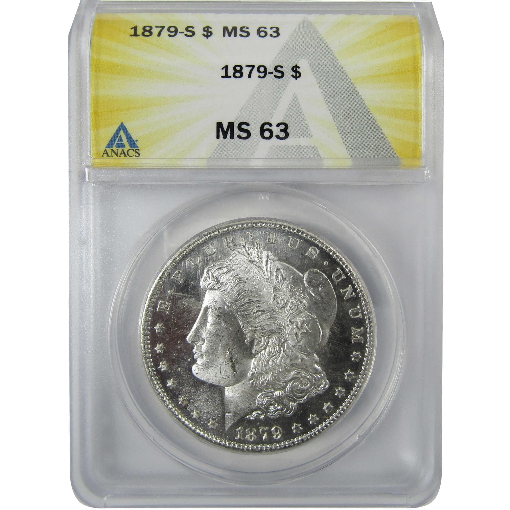 1879 S Rev 79 Morgan Silver Dollar MS 63 ANACS Uncirculated SKU:CP611 - Morgan coin - Morgan silver dollar - Morgan silver dollar for sale - Profile Coins & Collectibles