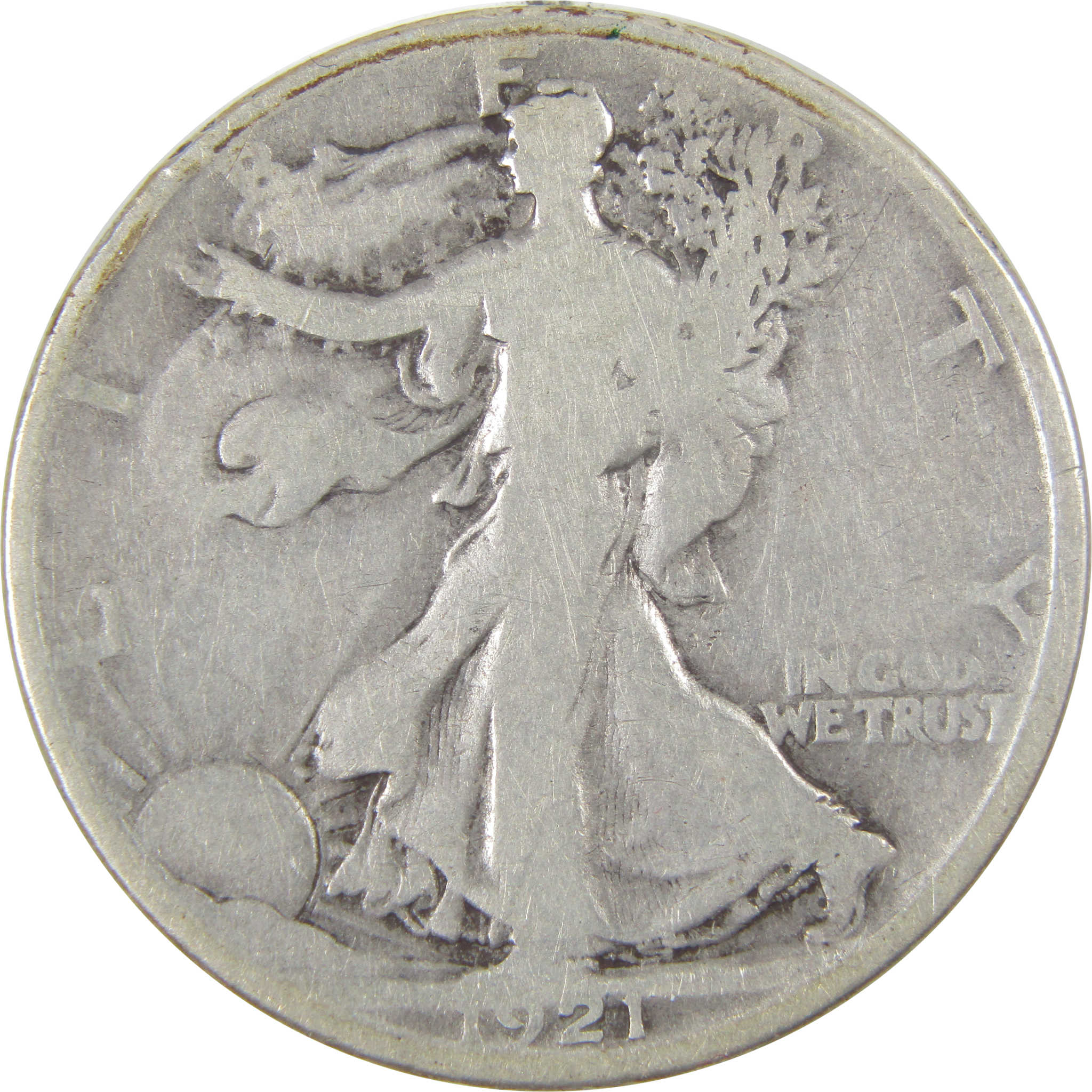 1921 D Liberty Walking Half Dollar VG Details Silver 50c SKU:I16661