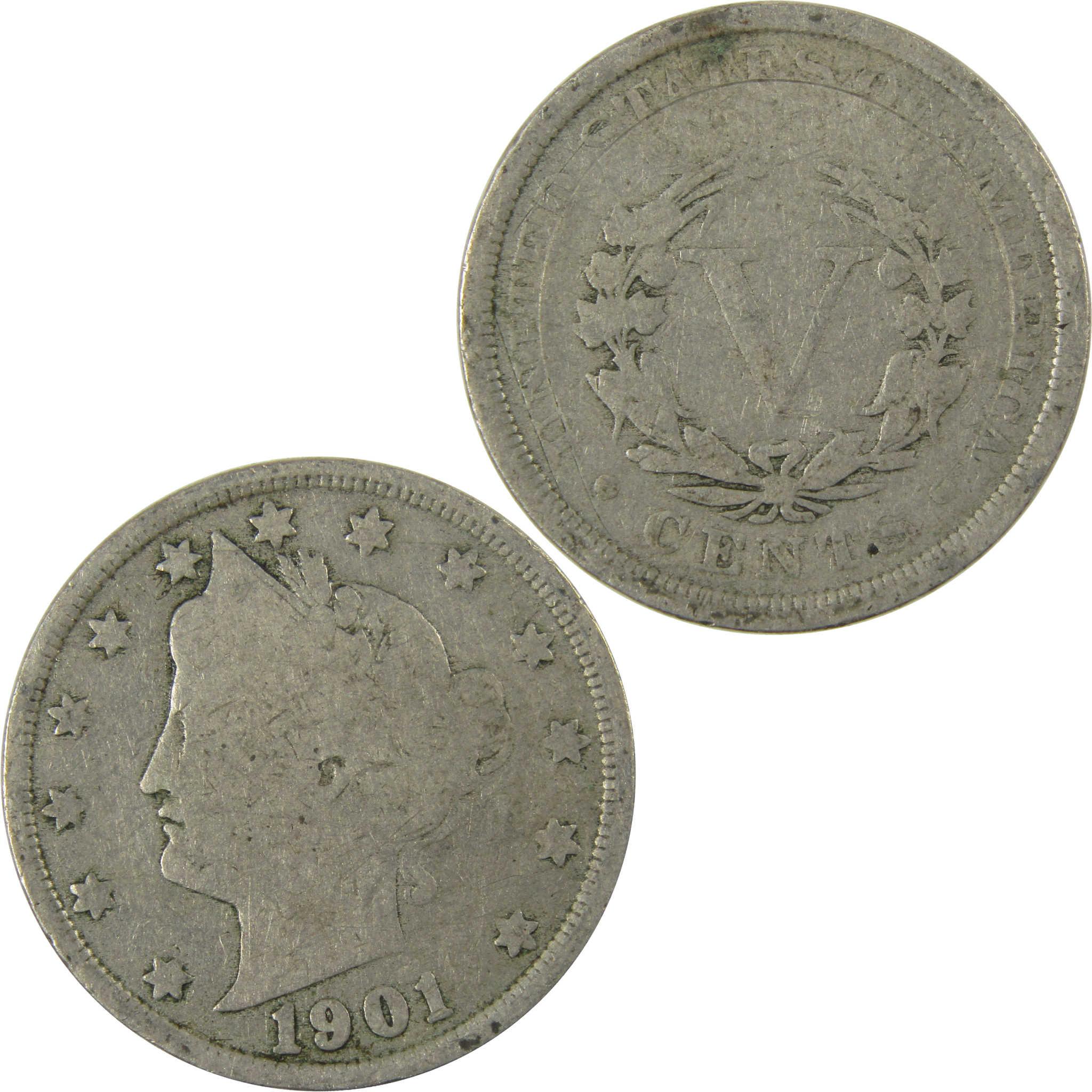 1901 Liberty Head V Nickel G Good 5c Coin SKU:I27211