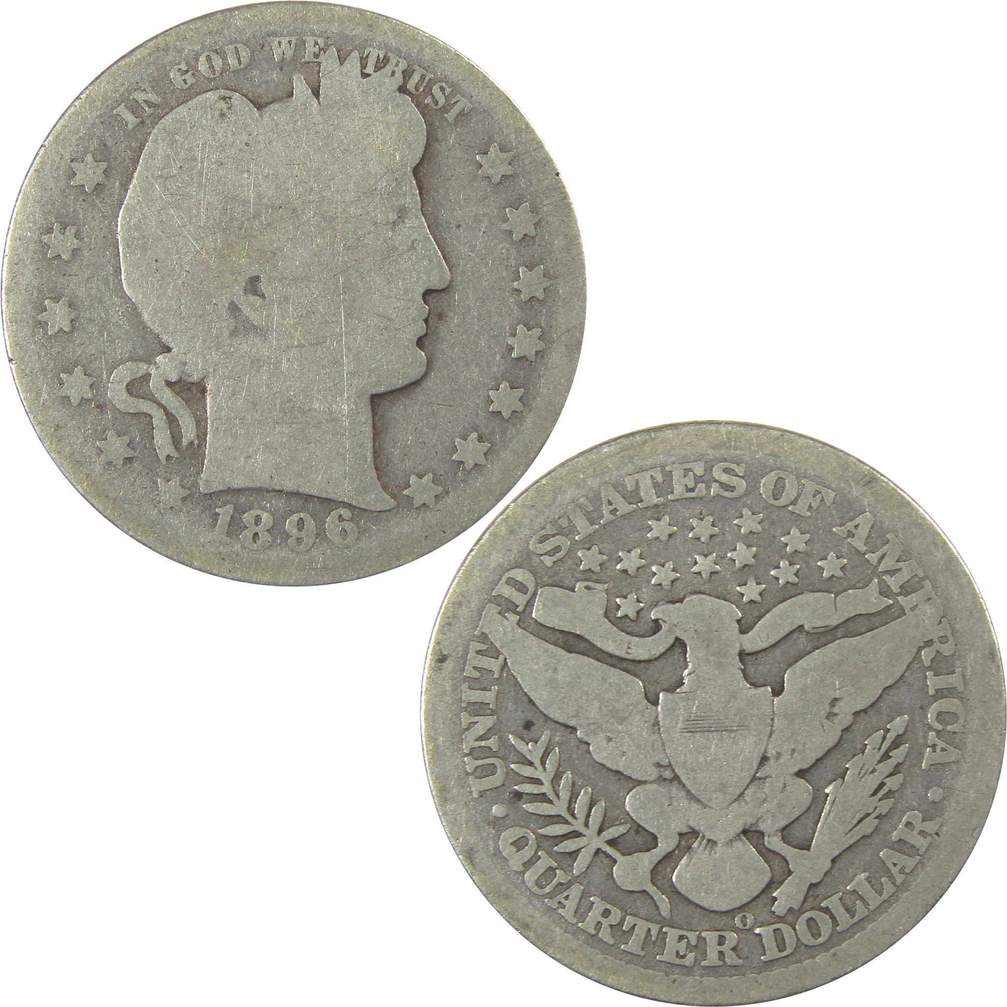 1896 O Barber Quarter AG About Good Silver 25c Coin SKU:I21871