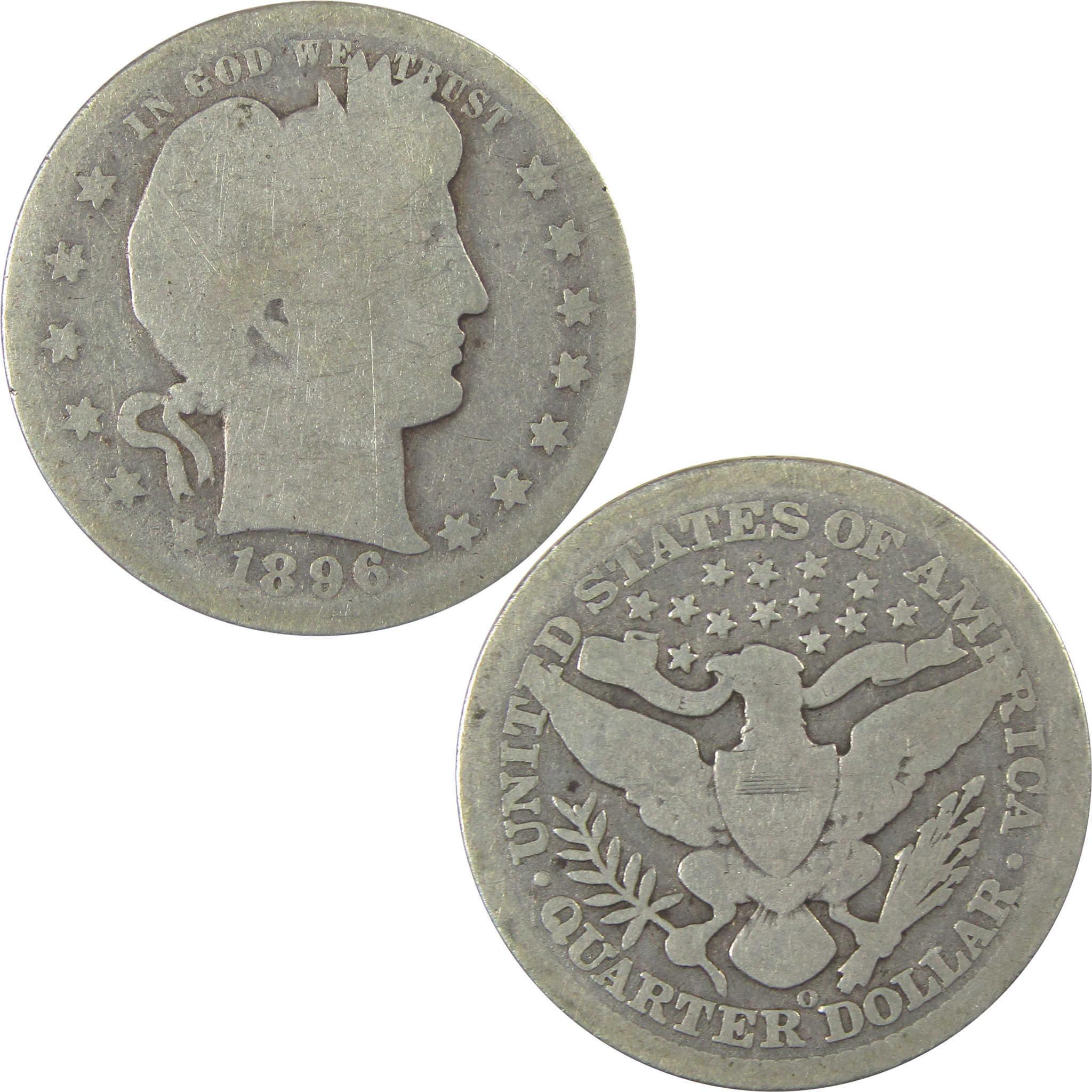 1896 O Barber Quarter AG About Good Silver 25c Coin SKU:I21871