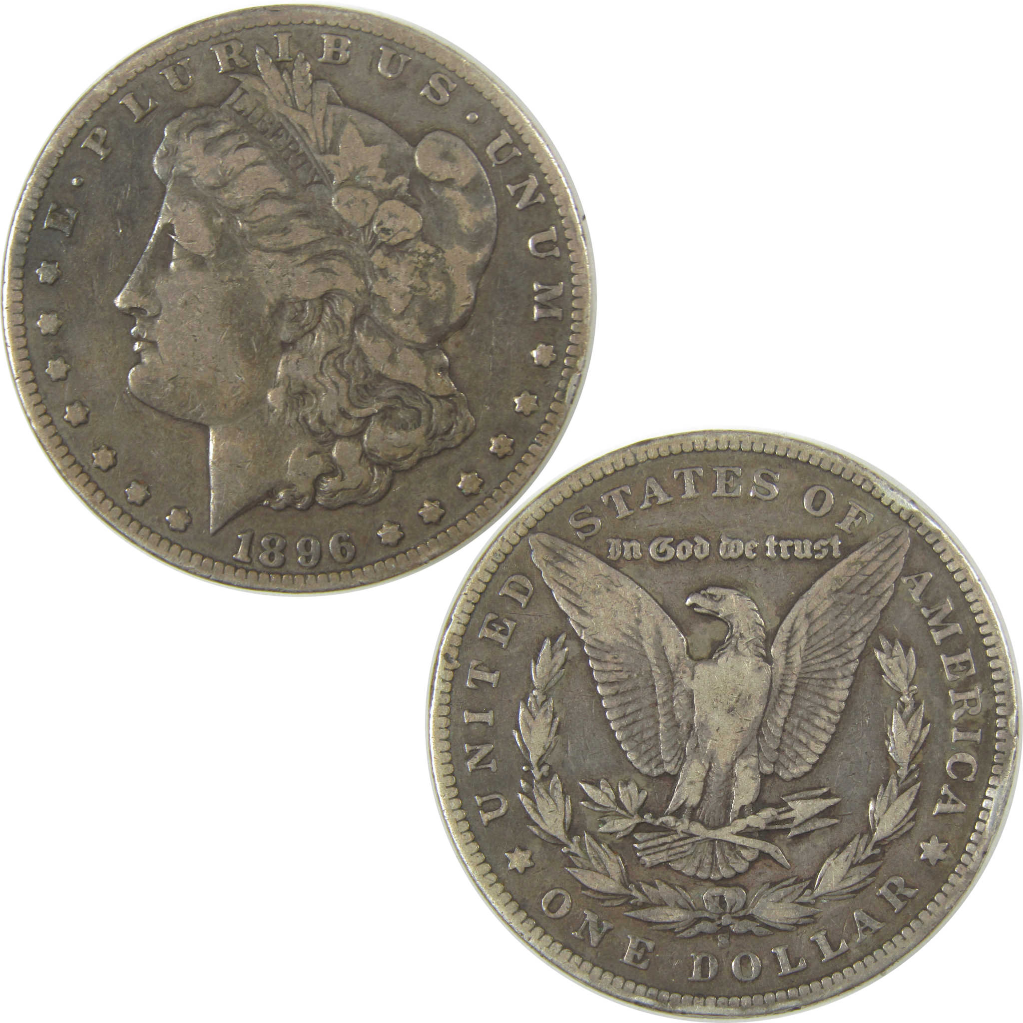 1896 S Morgan Dollar F Fine Details Silver $1 Coin SKU:CPC0976 - Morgan coin - Morgan silver dollar - Morgan silver dollar for sale - Profile Coins & Collectibles