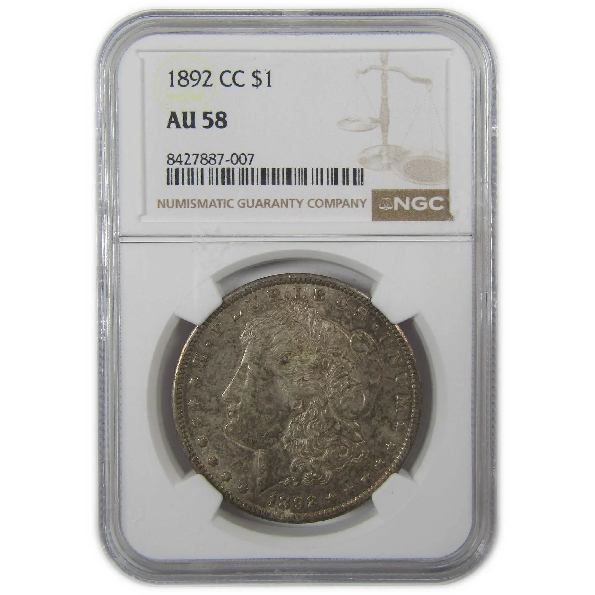 1892 CC Morgan Silver Dollar AU 58 NGC $1 Coin Collectible SKU:I24649 - Morgan coin - Morgan silver dollar - Morgan silver dollar for sale - Profile Coins & Collectibles