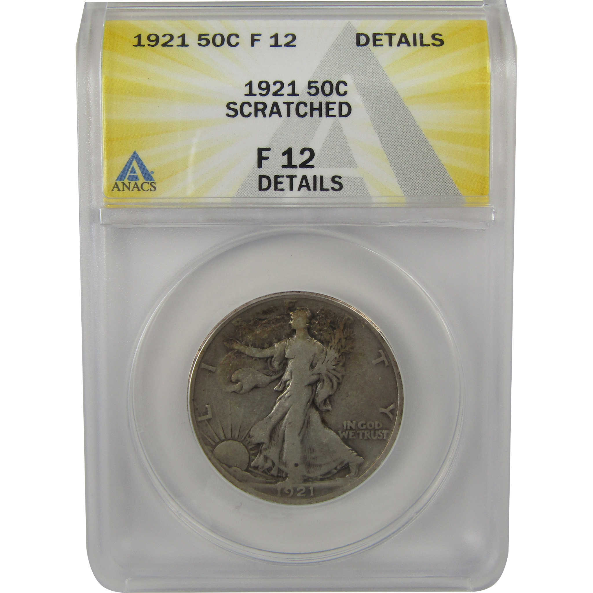 1921 Liberty Walking Half Dollar F 12 Details ANACS Silver SKU:I22346