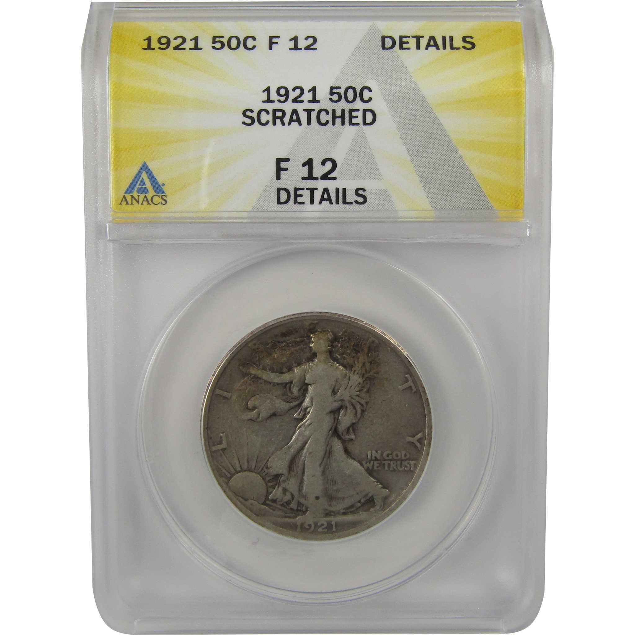 1921 Liberty Walking Half Dollar F 12 Details ANACS Silver SKU:I22346