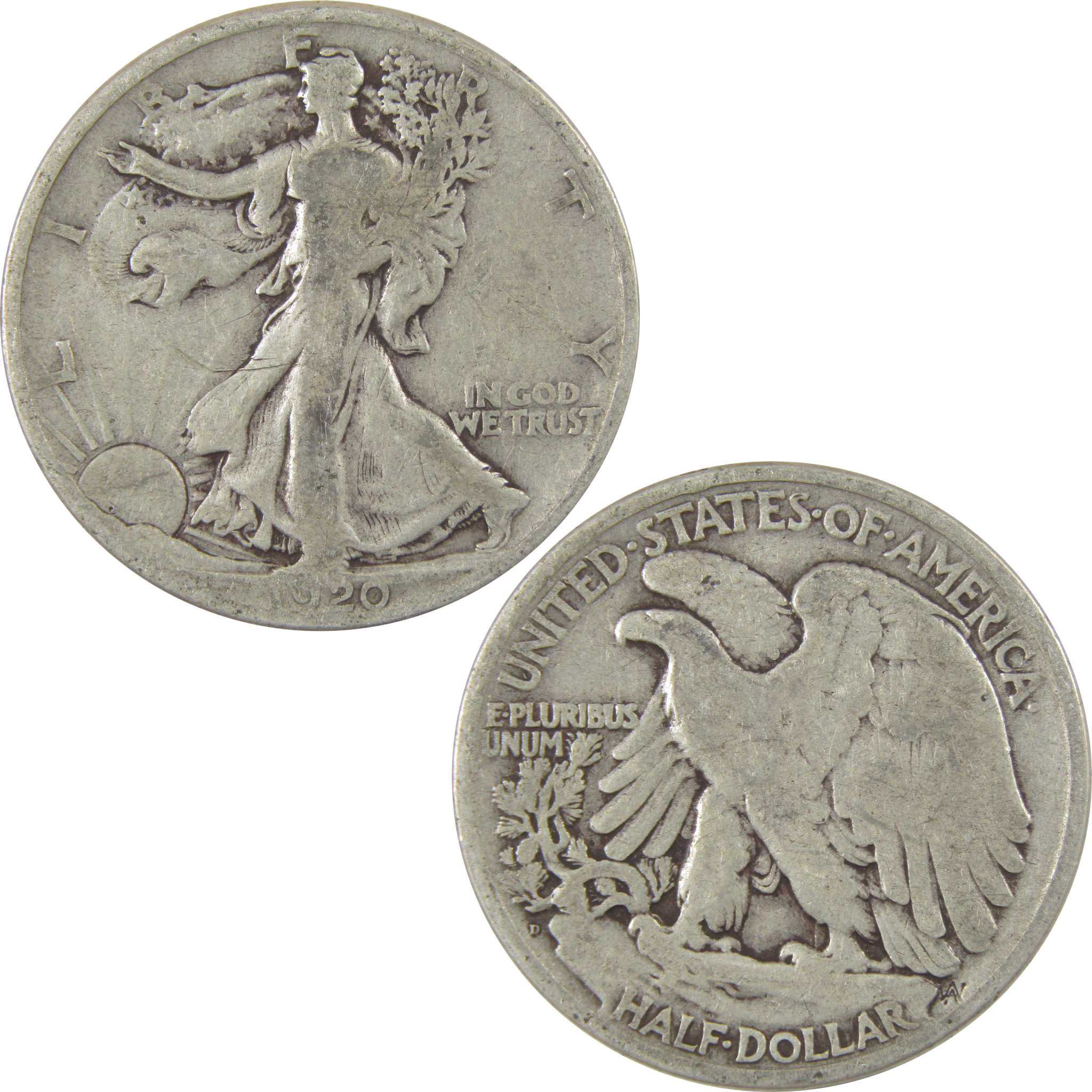 1920 D Liberty Walking Silver Half Dollar VG Very Good Coin SKU:I24150
