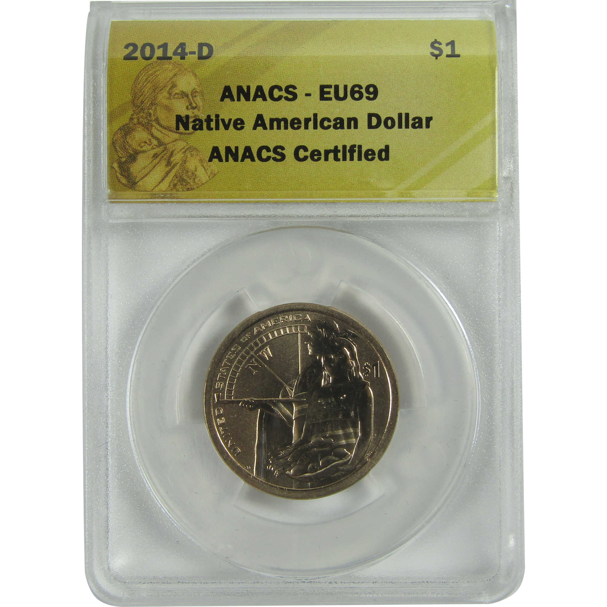 2014 D Hospitality Native American Dollar EU 69 ANACS SKU:CPC9235