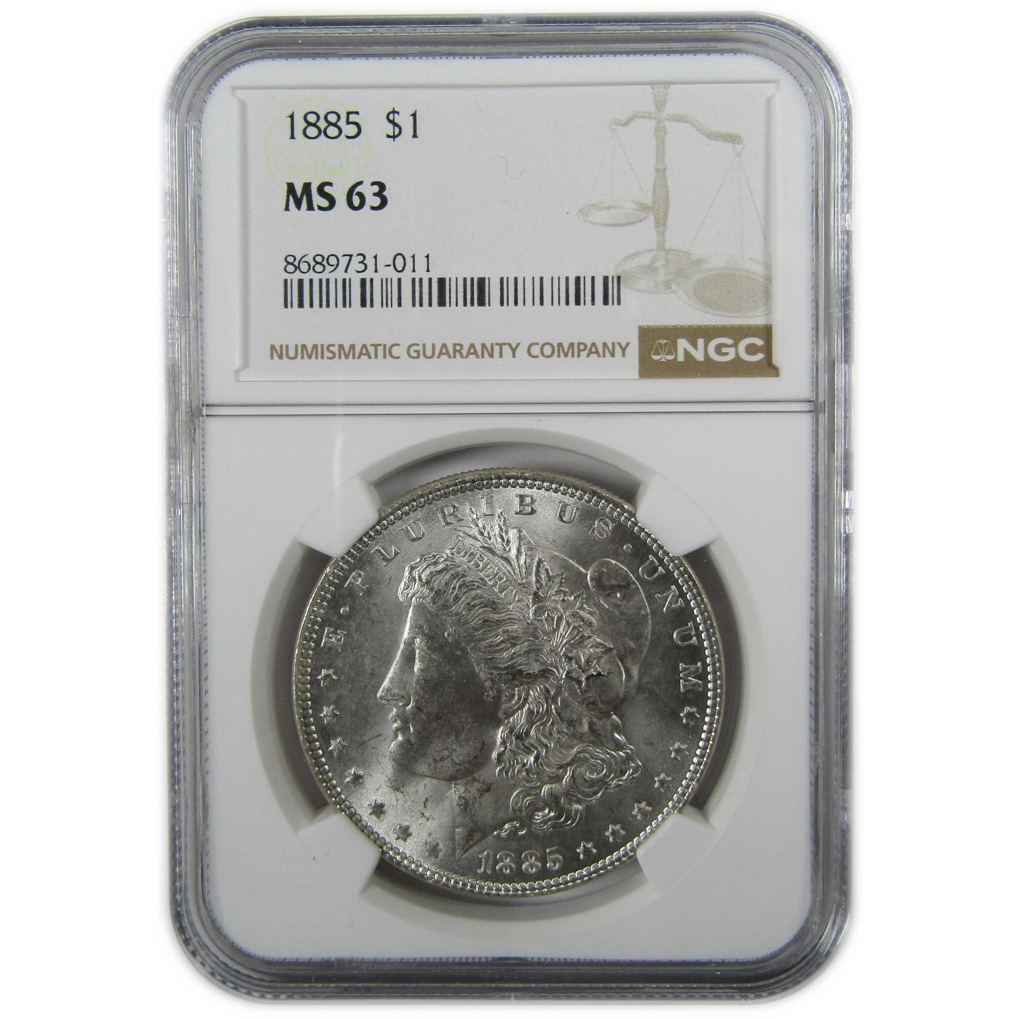 1885 Morgan Silver Dollar MS 63 NGC Uncirculated $1 Coin SKU:CP457 - Morgan coin - Morgan silver dollar - Morgan silver dollar for sale - Profile Coins & Collectibles