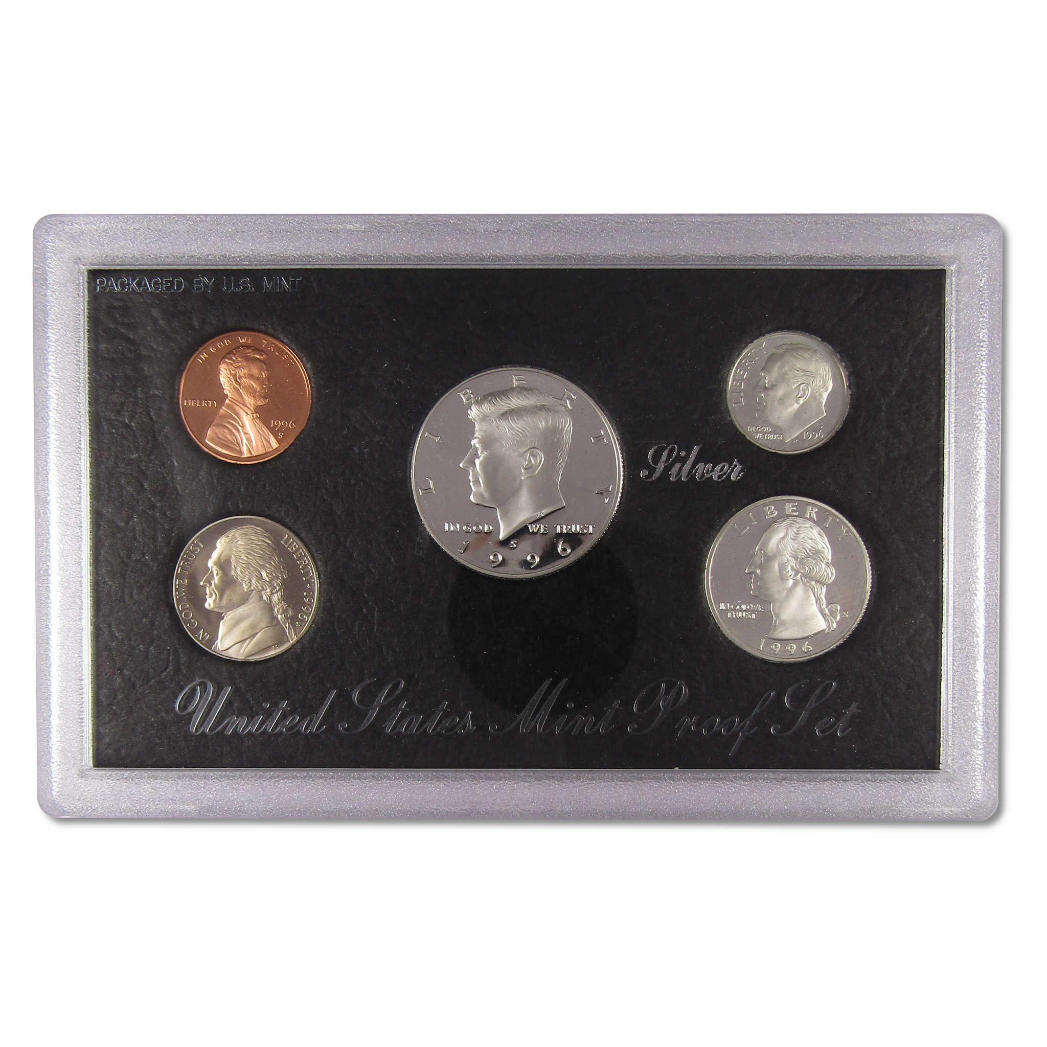 1996 United States Mint silver proof coin set in protective display case