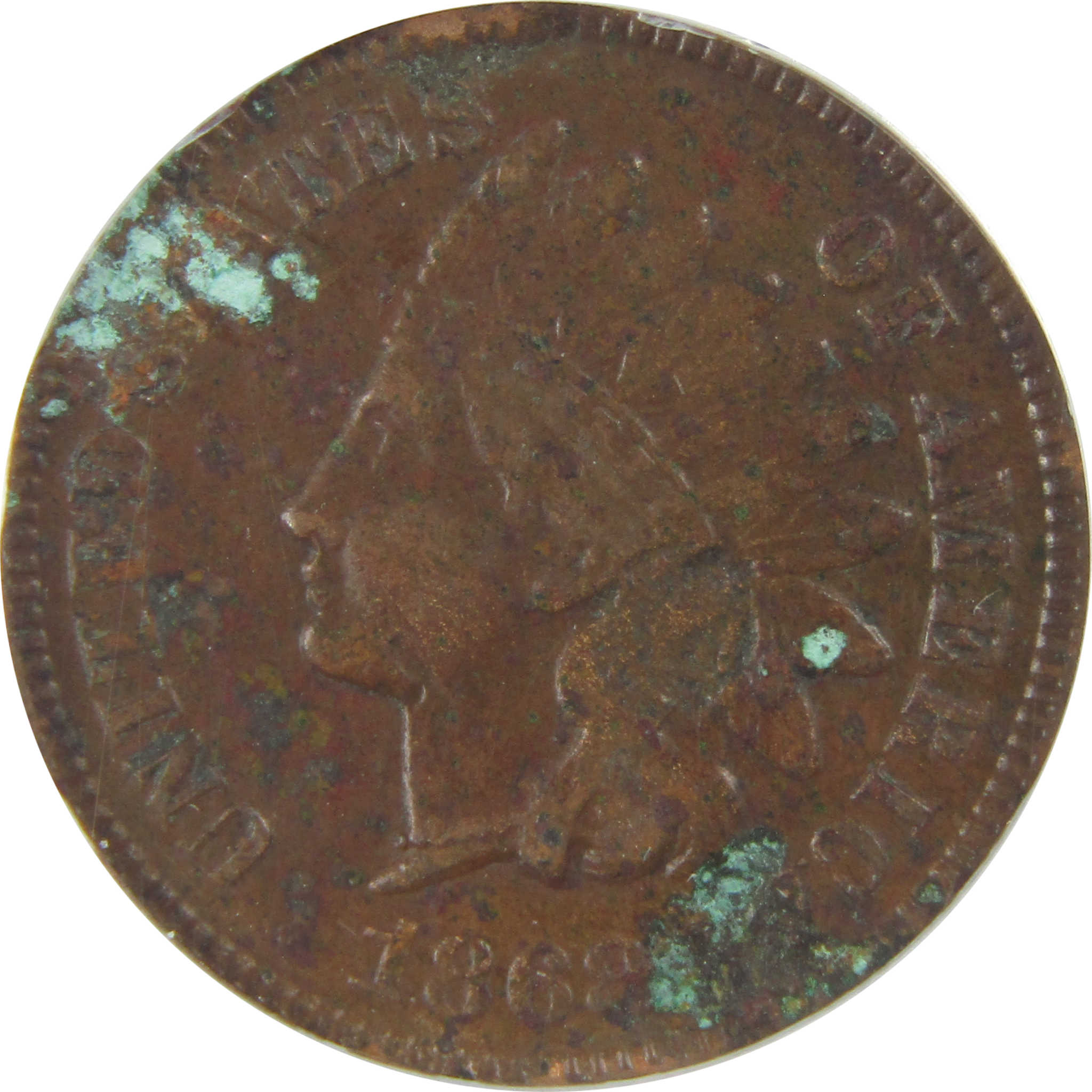 1868 Indian Head Cent VF 30 Details ANACS Penny 1c Coin SKU:I22281