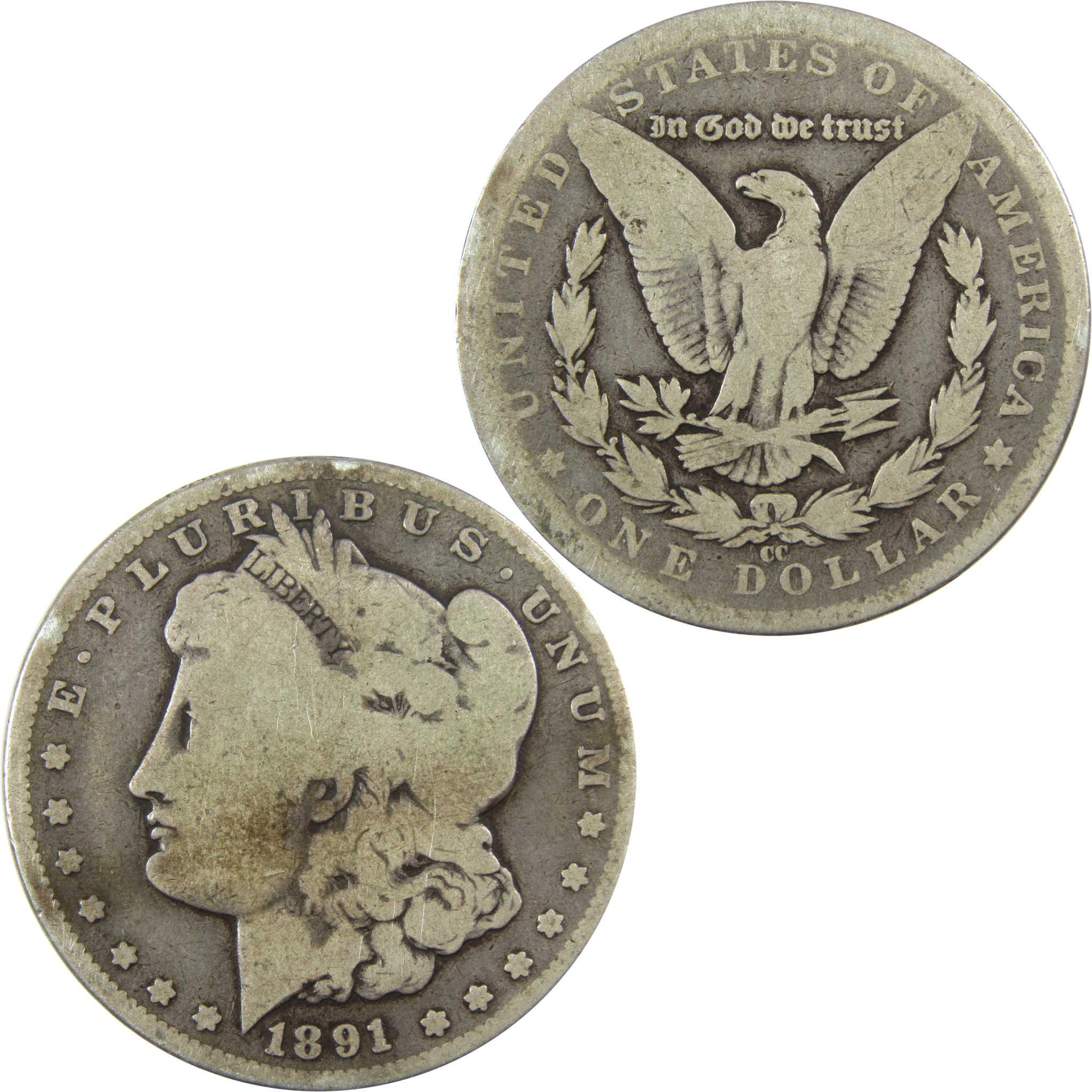 1891 CC Morgan Silver Dollar G Good $1 Coin Collectible SKU:CP1360 - Morgan coin - Morgan silver dollar - Morgan silver dollar for sale - Profile Coins & Collectibles