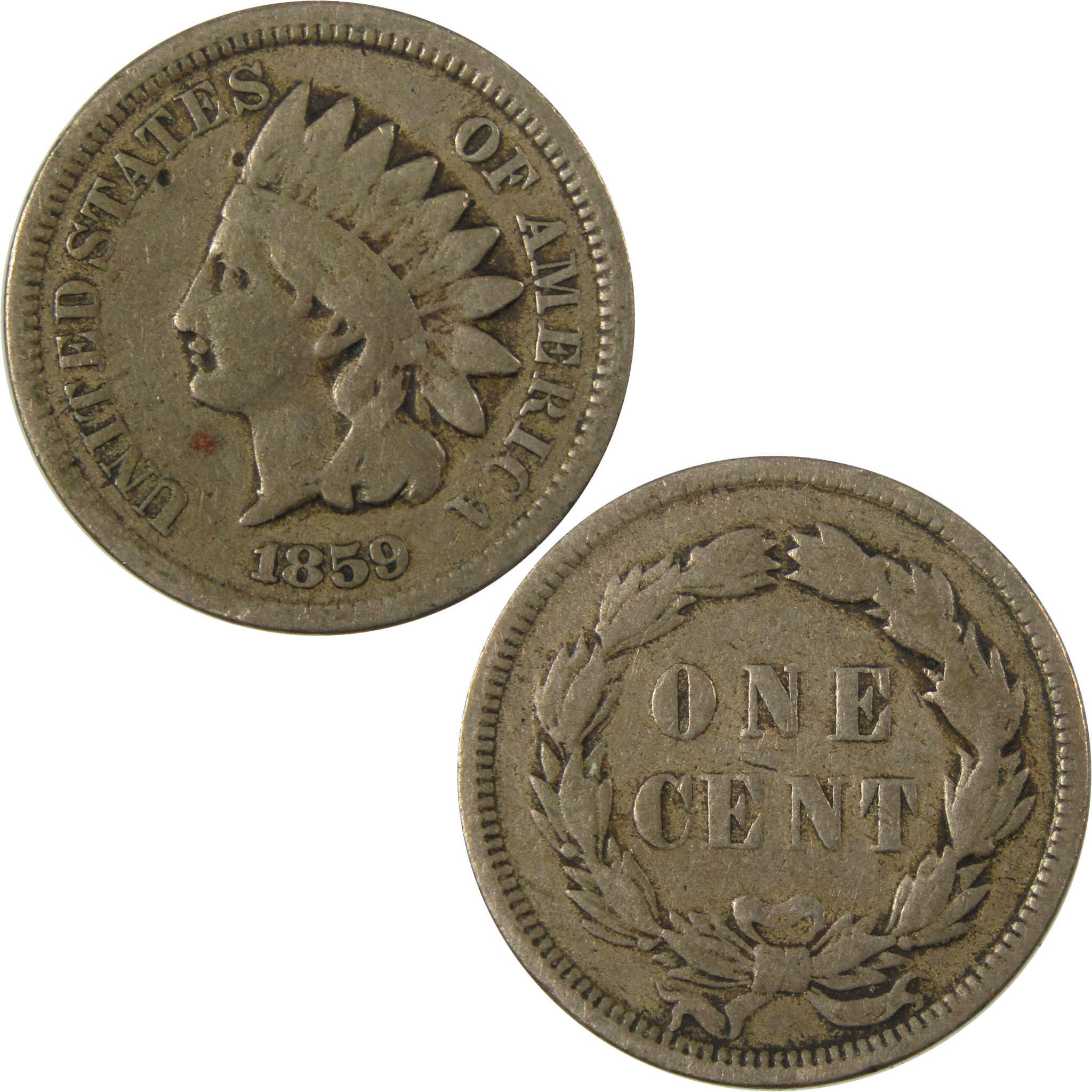 1859 Indian Head Cent G Good Penny 1c Coin SKU:I27002