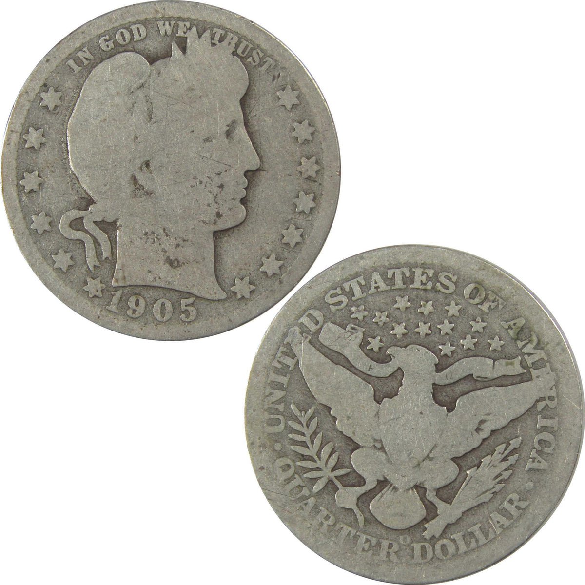 1905 O Barber Quarter G Good Silver 25c Coin SKU:I21824