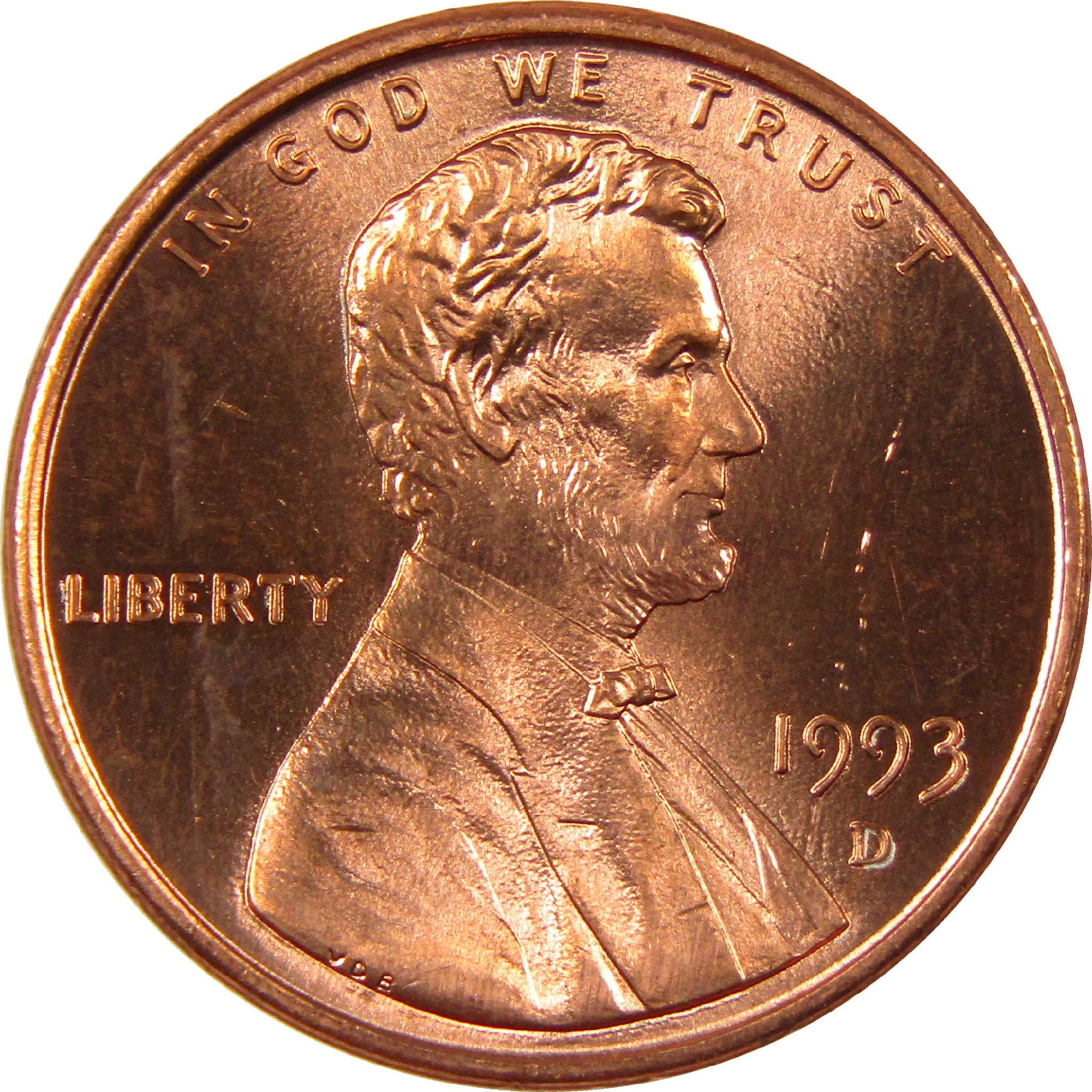 1993 D Lincoln penny collectible coin with Abraham Lincoln profile