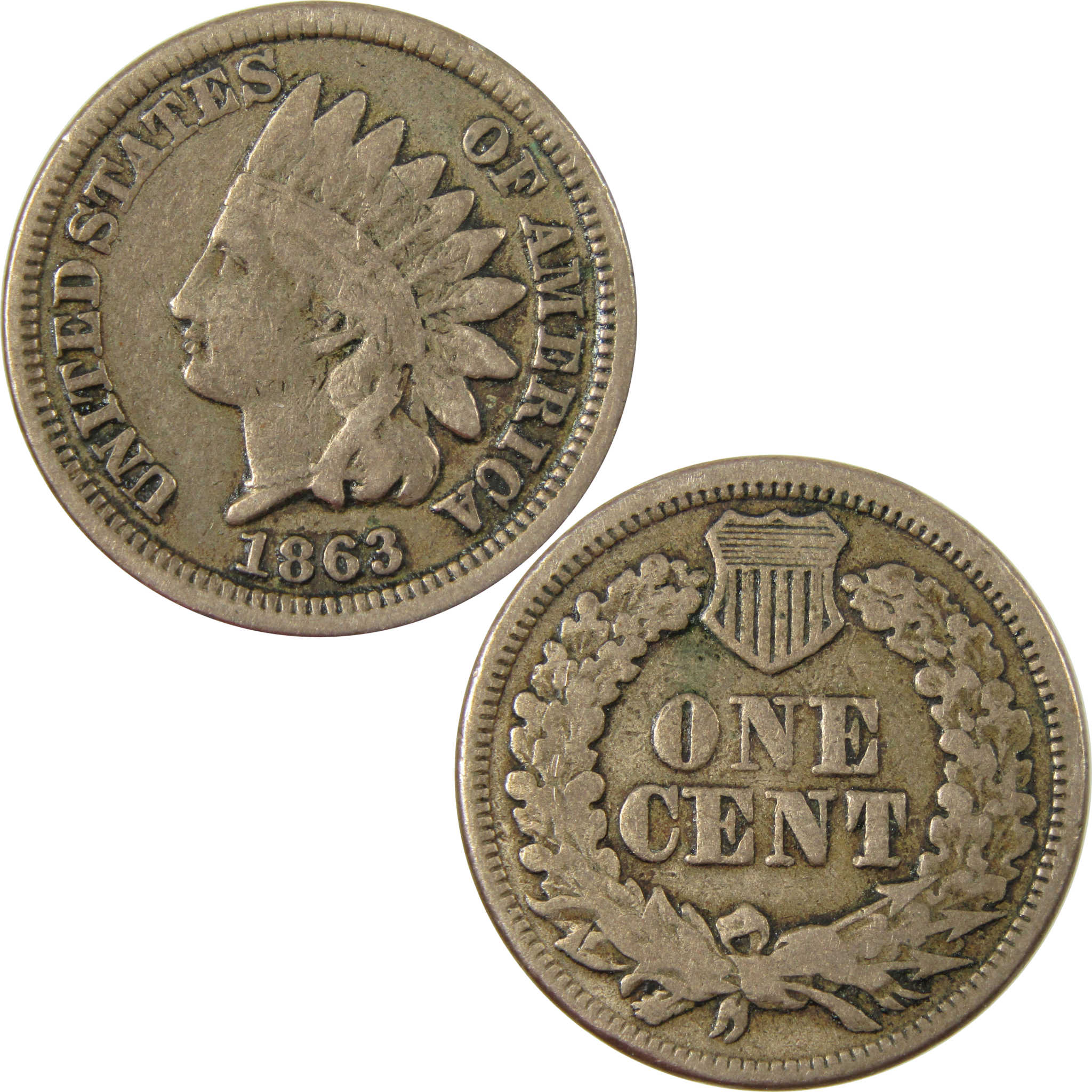 1863 Indian Head Cent VG Very Good Details Penny 1c Coin SKU:CP1236