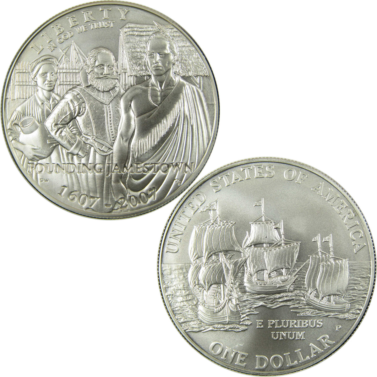 2007 P Jamestown Commemorative Silver Dollar Uncirculated $1 Coin