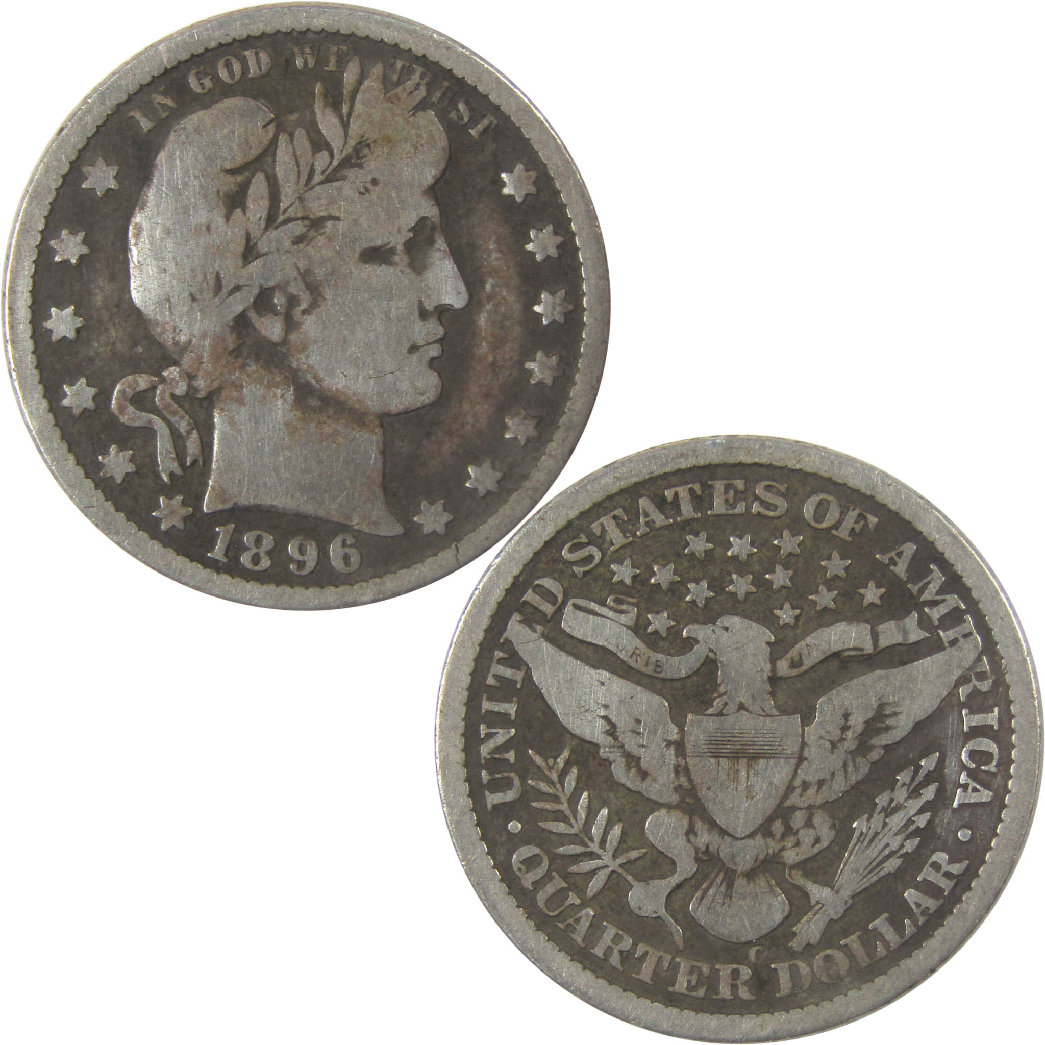 1896 O Barber Silver Quarter VG Very Good Details 25c Coin SKU:I22676