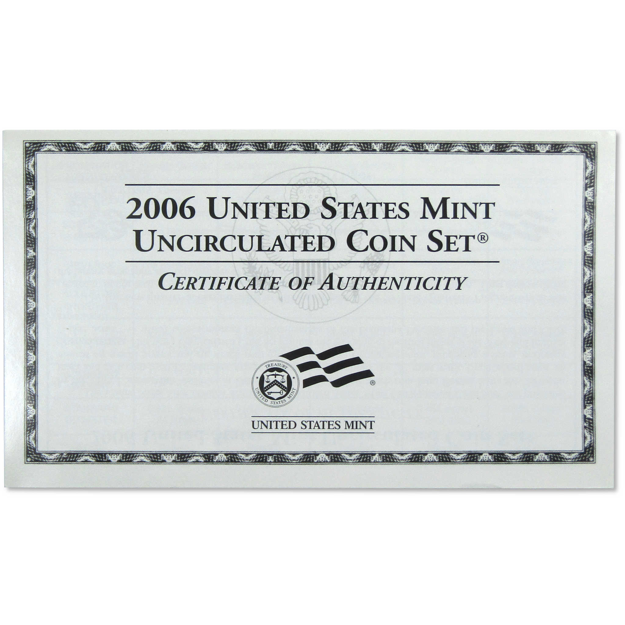 2006 Uncirculated Coin Set U.S Mint Government Packaging OGP COA