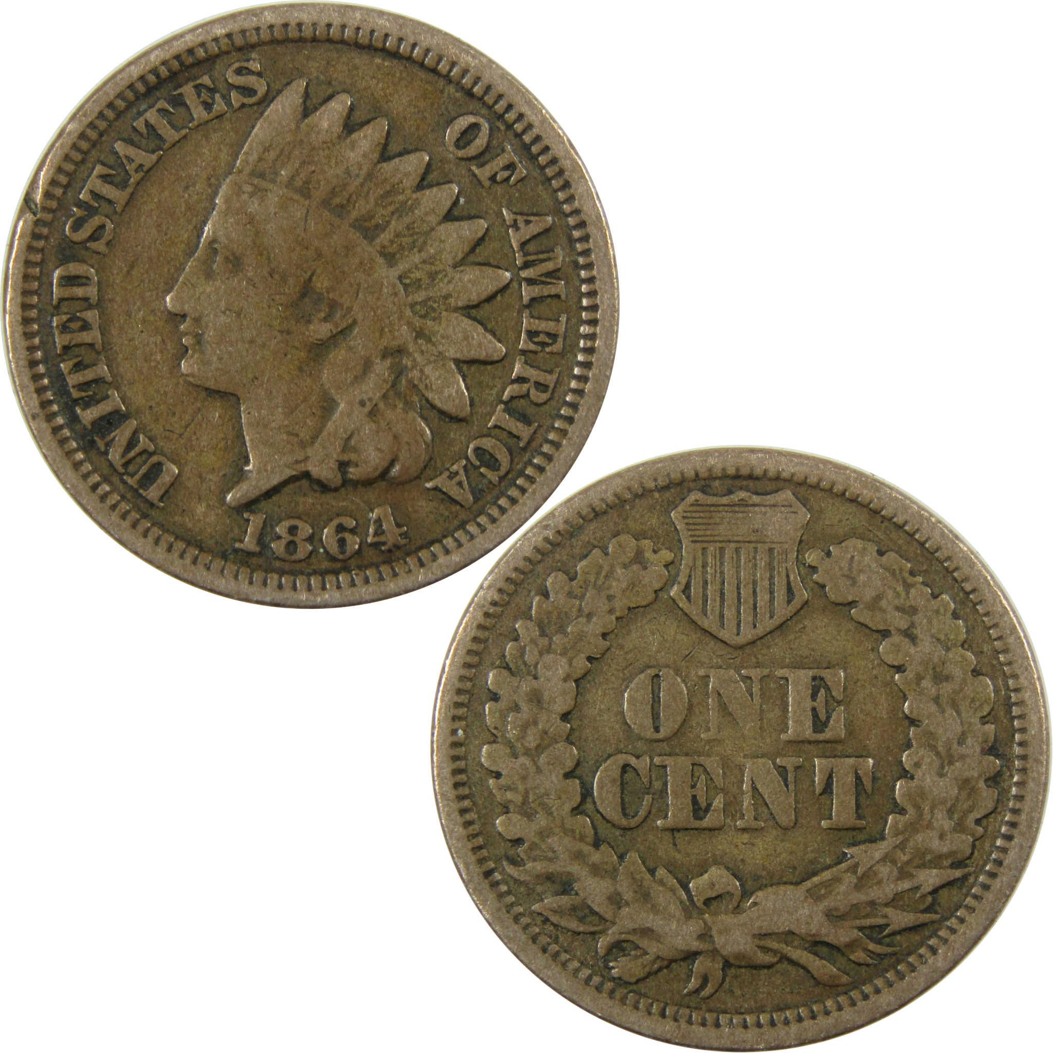 1864 Indian Head Copper-Nickel Cent VG Very Good Penny SKU:CP1125