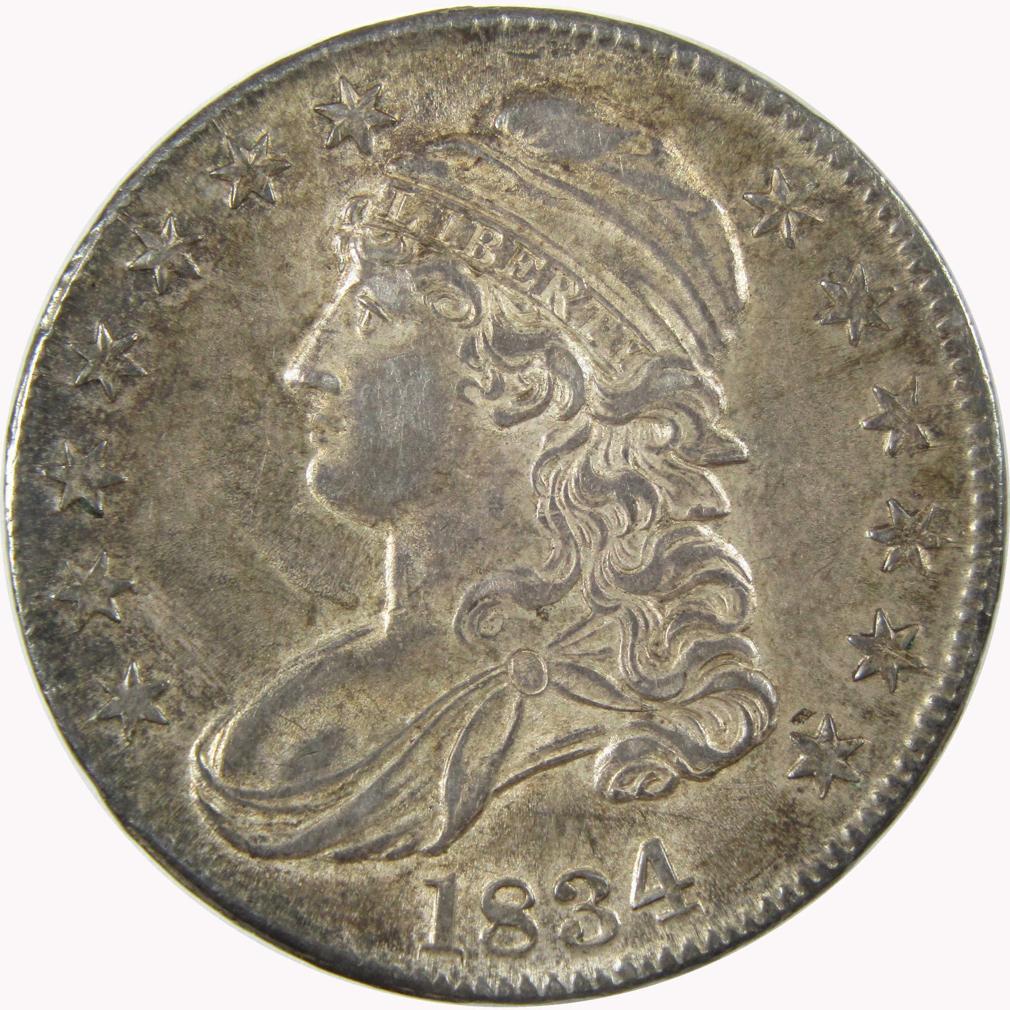 1834 Large Date and Letters Capped Bust Silver Half Dollar Choice AU