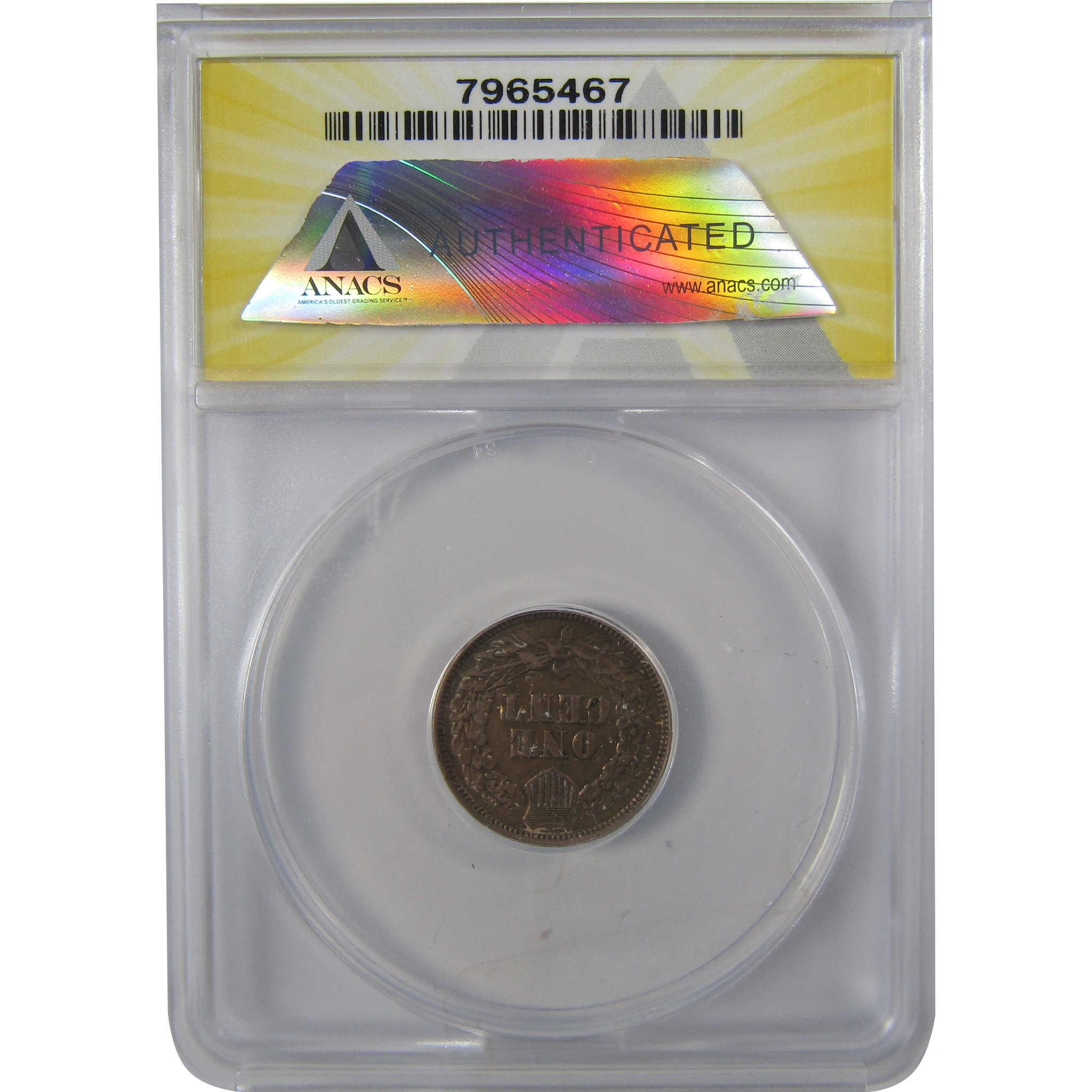 1863 Indian Head Cent AU 50 Details ANACS Penny 1c Coin SKU:I25494
