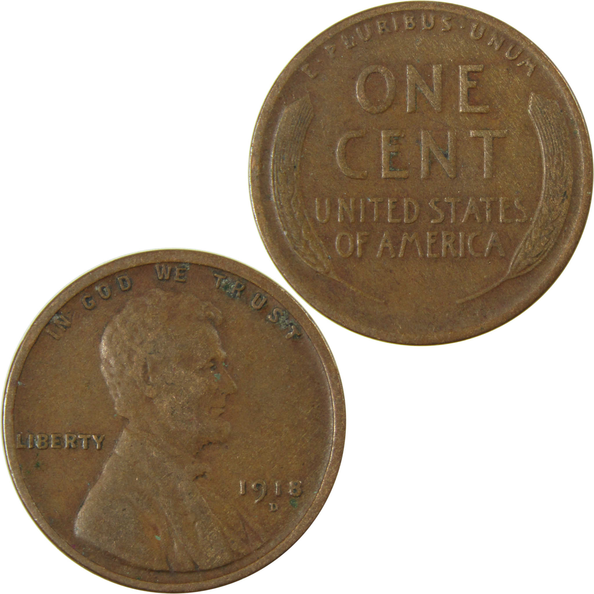 1918 D Lincoln Wheat Cent VF Very Fine Penny 1c Coin SKU:I25876