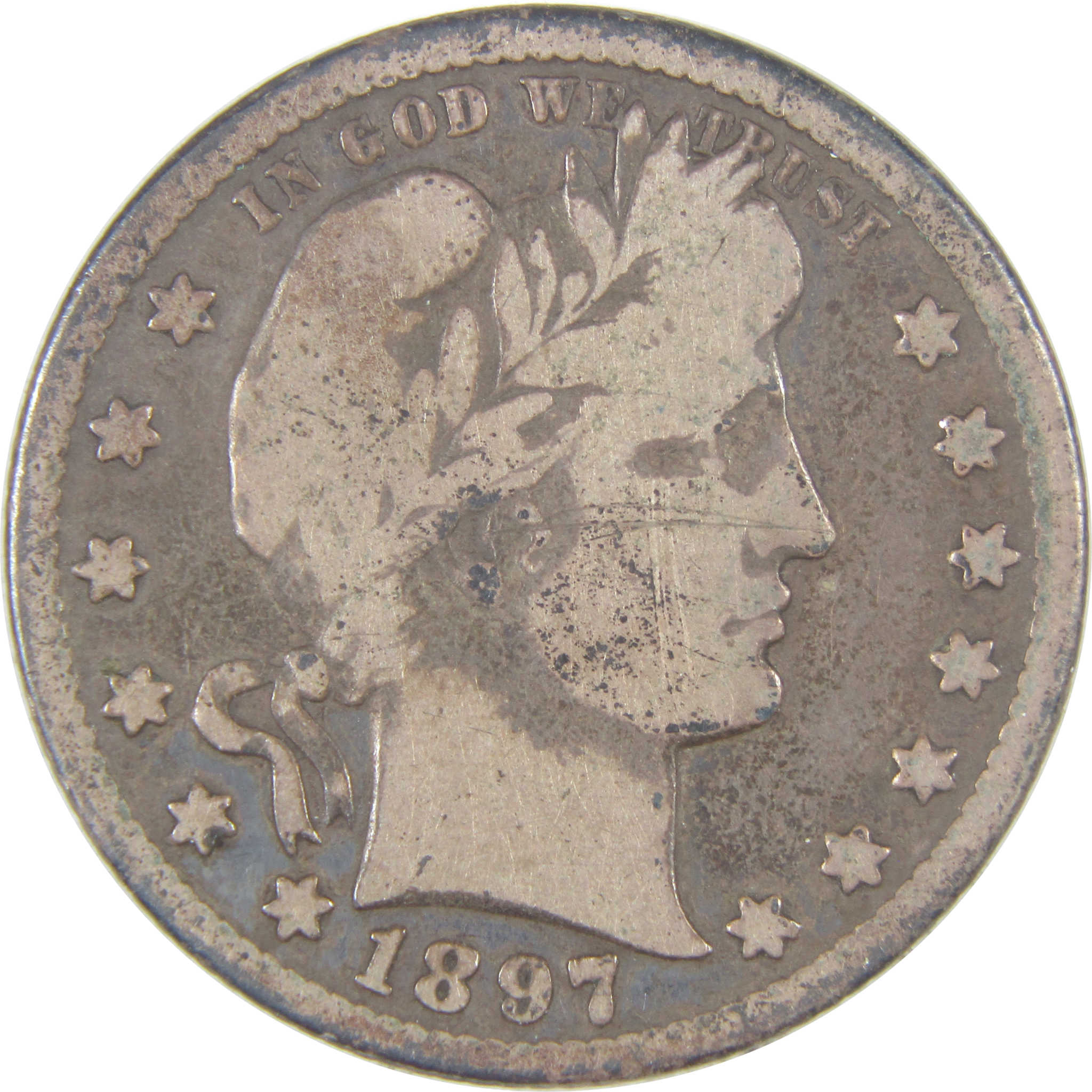 1897 O Barber Quarter VG Very Good Silver 25c Coin SKU:I16842