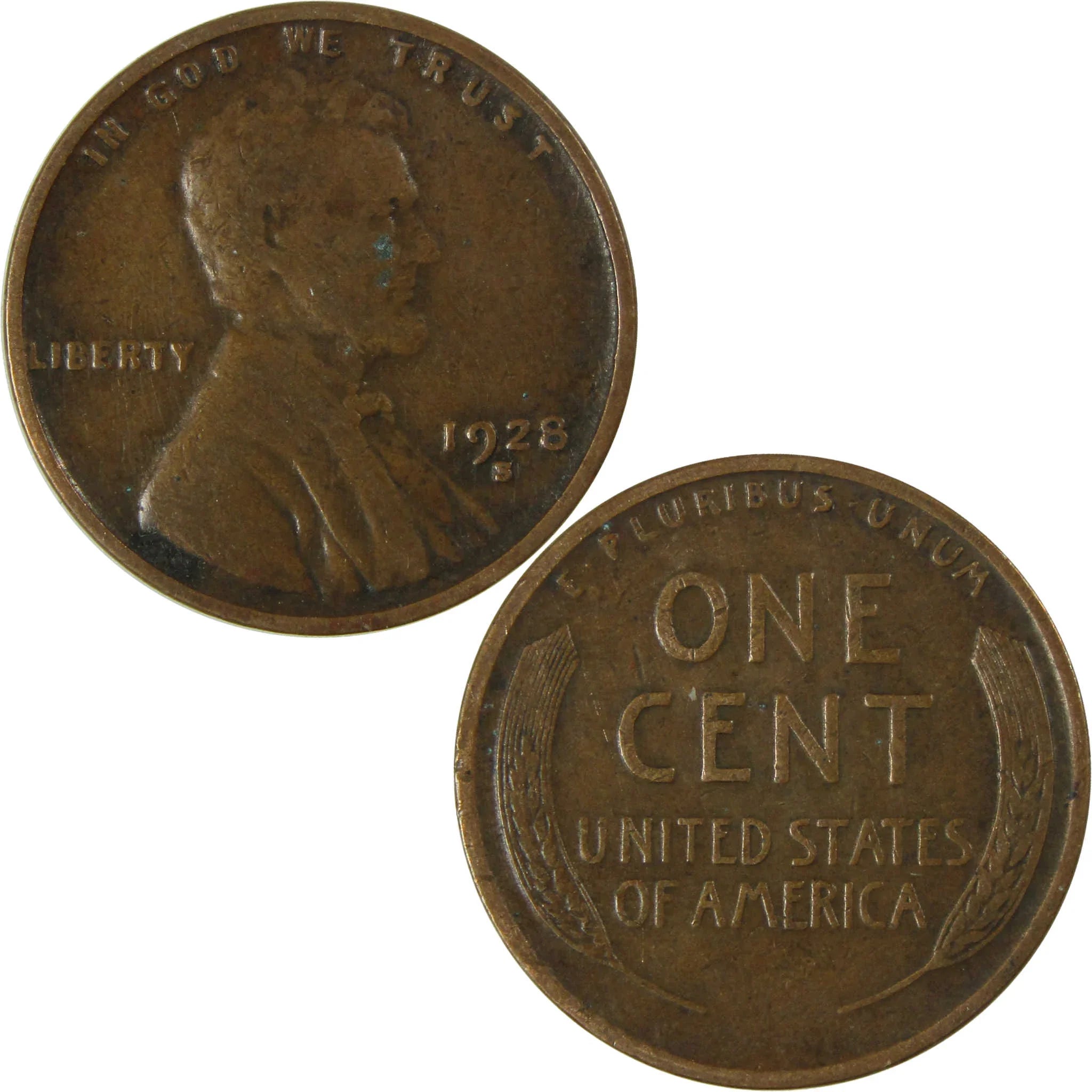 1928 S Lincoln Wheat Cent F Fine Penny 1c Coin Collectible SKU:I26687