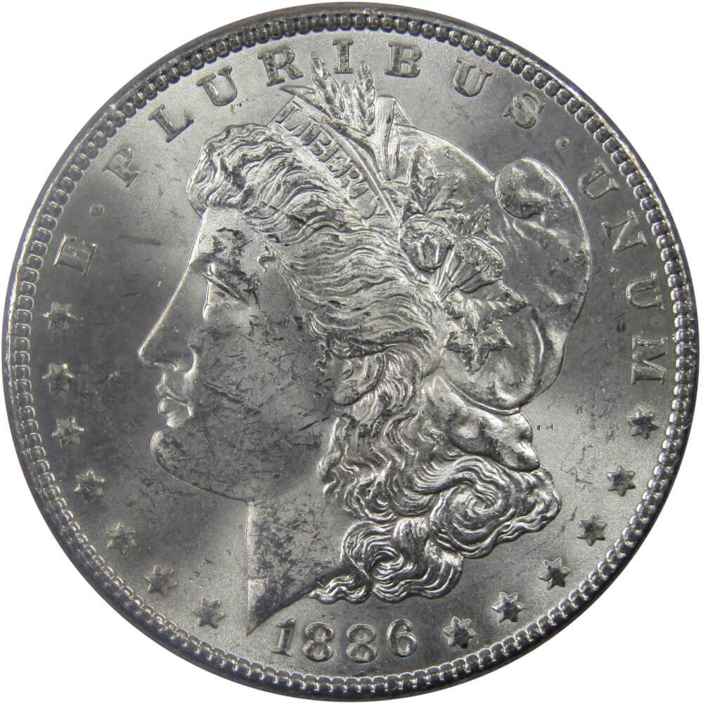 1886 Morgan Silver Dollar Uncirculated Mint State $1 Coin Collectible - Morgan coin - Morgan silver dollar - Morgan silver dollar for sale - Profile Coins & Collectibles