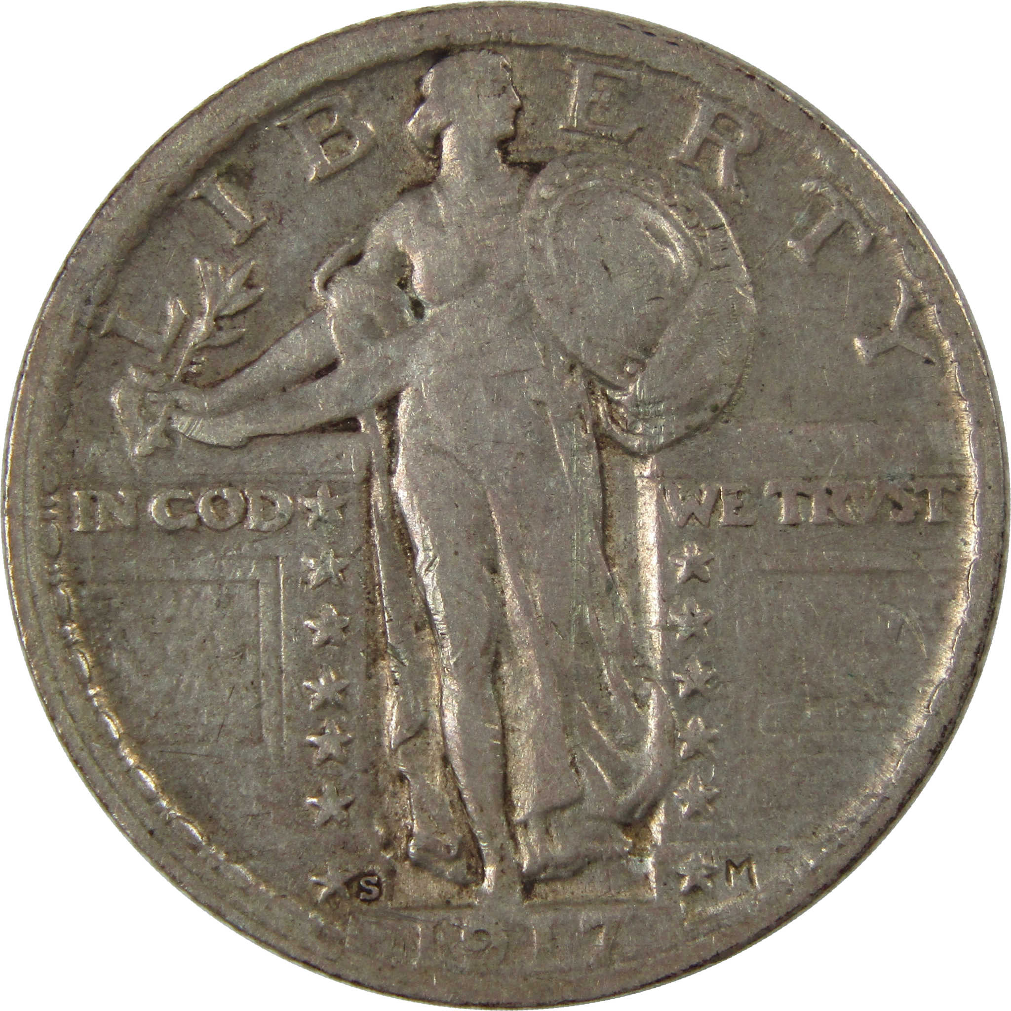 1917 S Type 2 Standing Liberty Quarter F Fine Details SKU:I23720